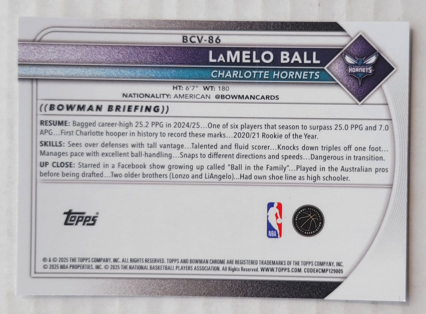 LaMelo Ball - 2025-26 Bowman Chrome #BCV86
