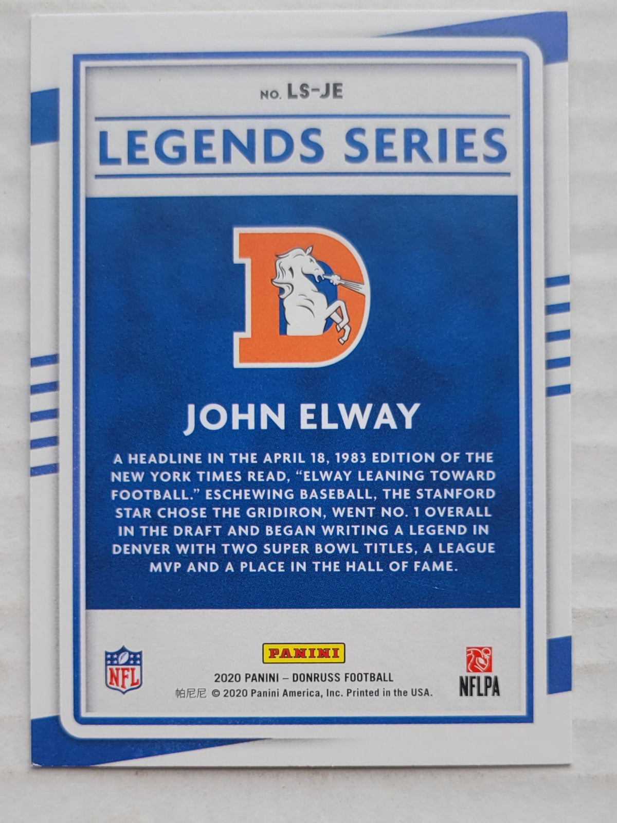 John Elway - 2020 Donruss The Legends Series #13