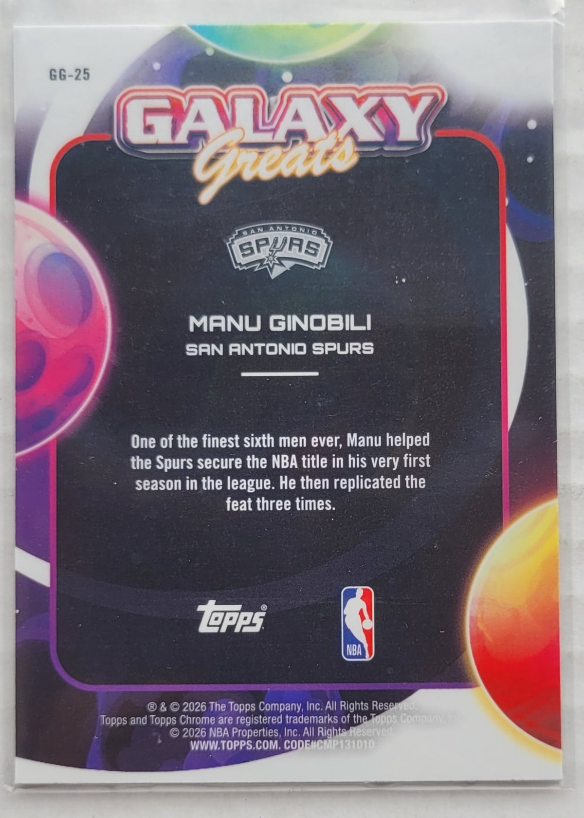 Manu Ginobili - 2025-26 Topps Cosmic Chrome Galaxy Greats #GG25