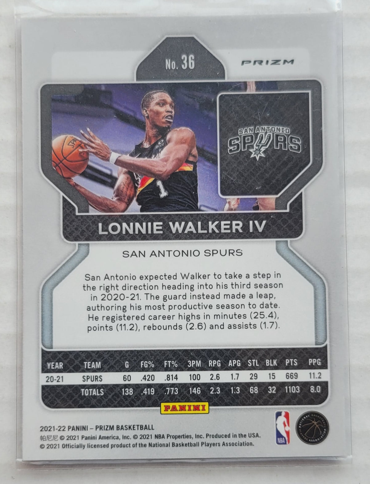 Lonnie Walker IV - 2021-22 Panini Prizm Prizms NBA 75th Anniversary #36