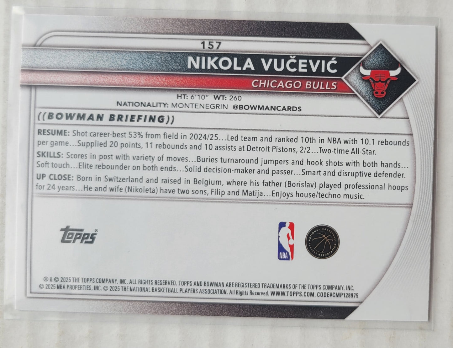 Nikola Vucevic - 2025-26 Bowman Pink Border #157 - 050/175