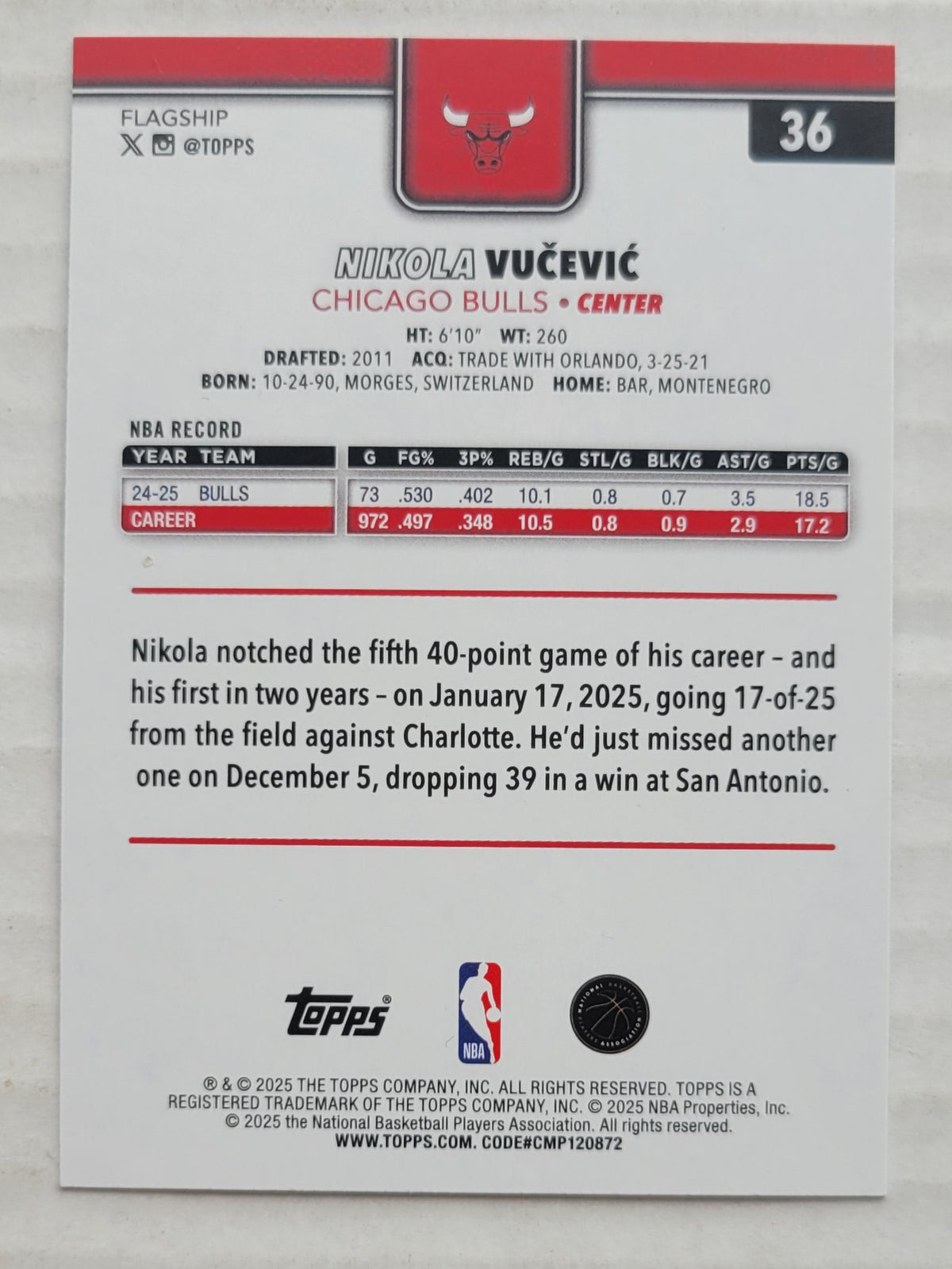 Nikola Vucevic - 2025-26 Topps Season Tip Off #36