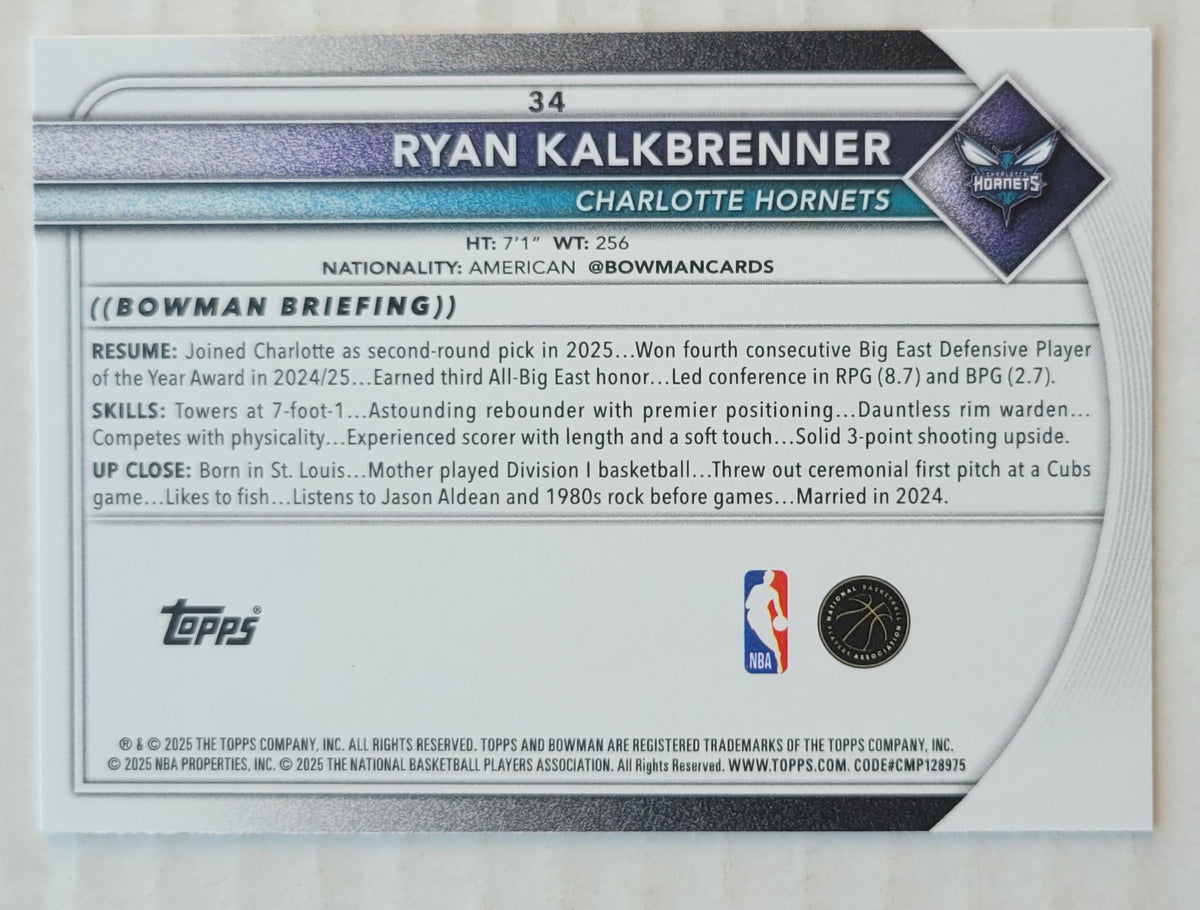 Ryan Kalkbrenner - 2025-26 Bowman #34 RC