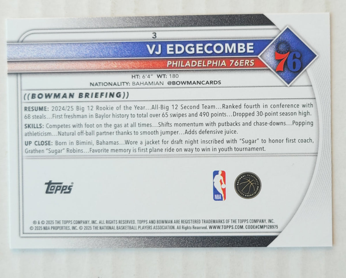 VJ Edgecombe - 2025-26 Bowman #3 RC
