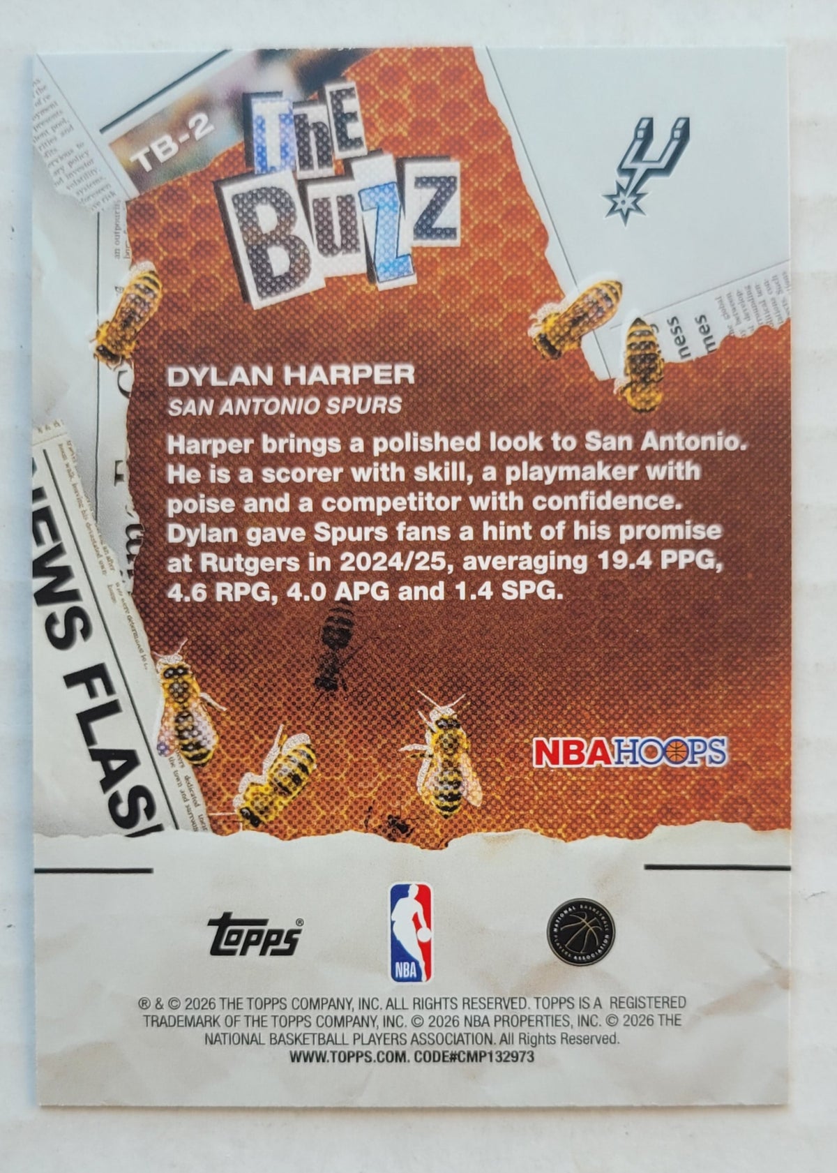 Dylan Harper - 2025-26 Hoops The Buzz Orange Hoops #TB2