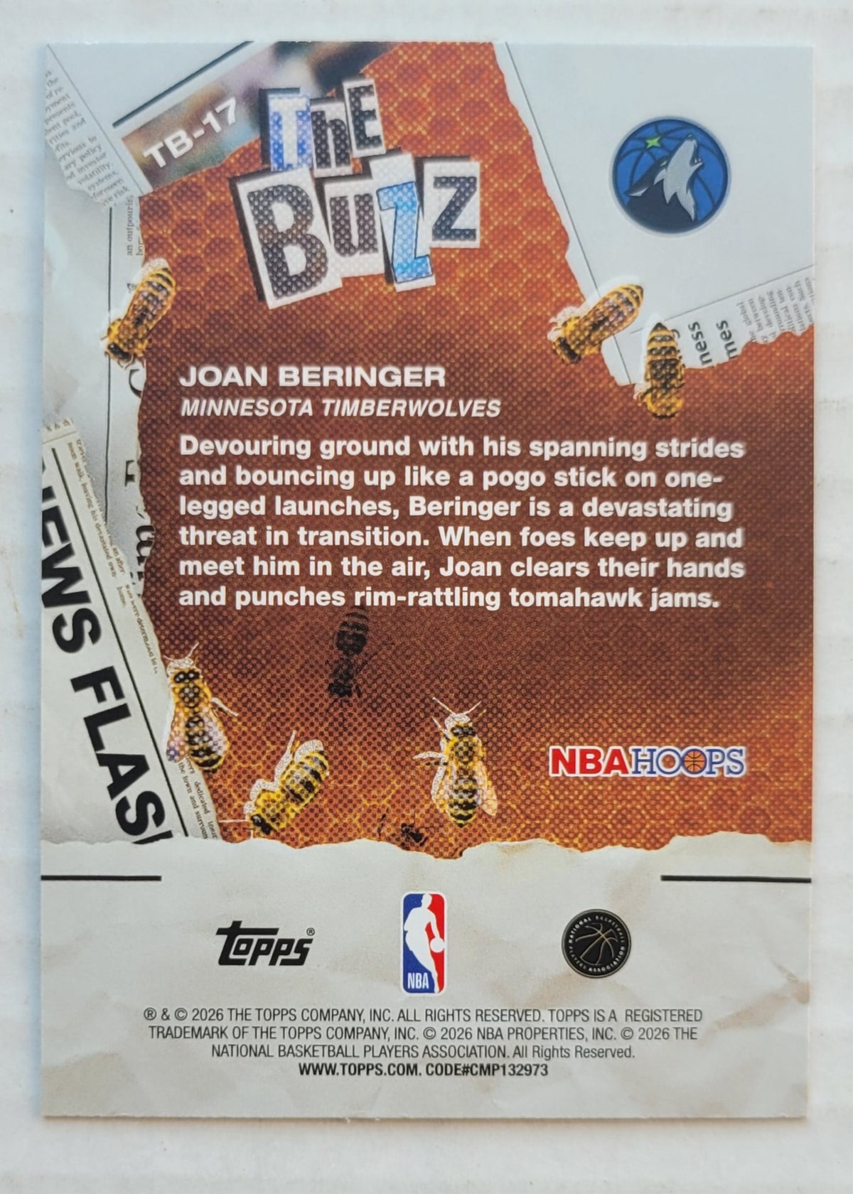 Johan Beringer - 2025-26 Hoops The Buzz #TB17