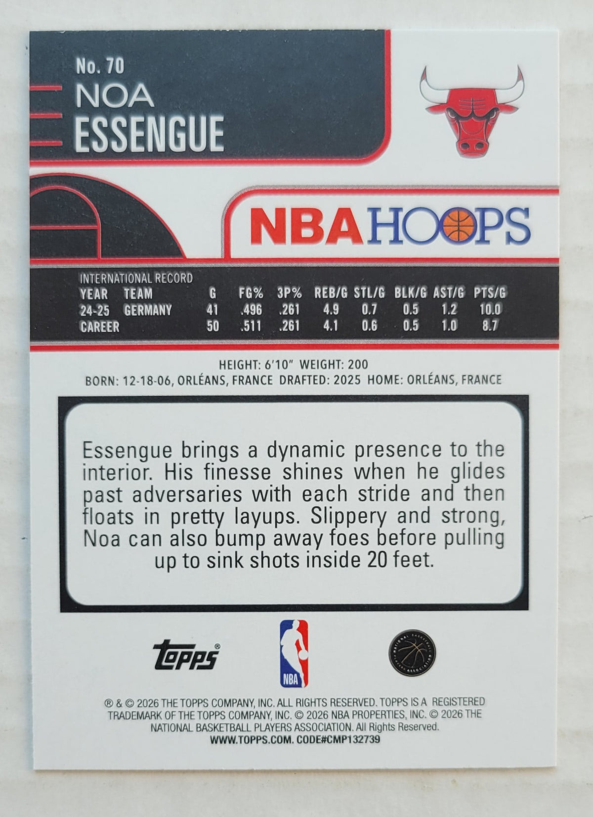 Noa Essengue - 2025-26 Hoops #70 RC
