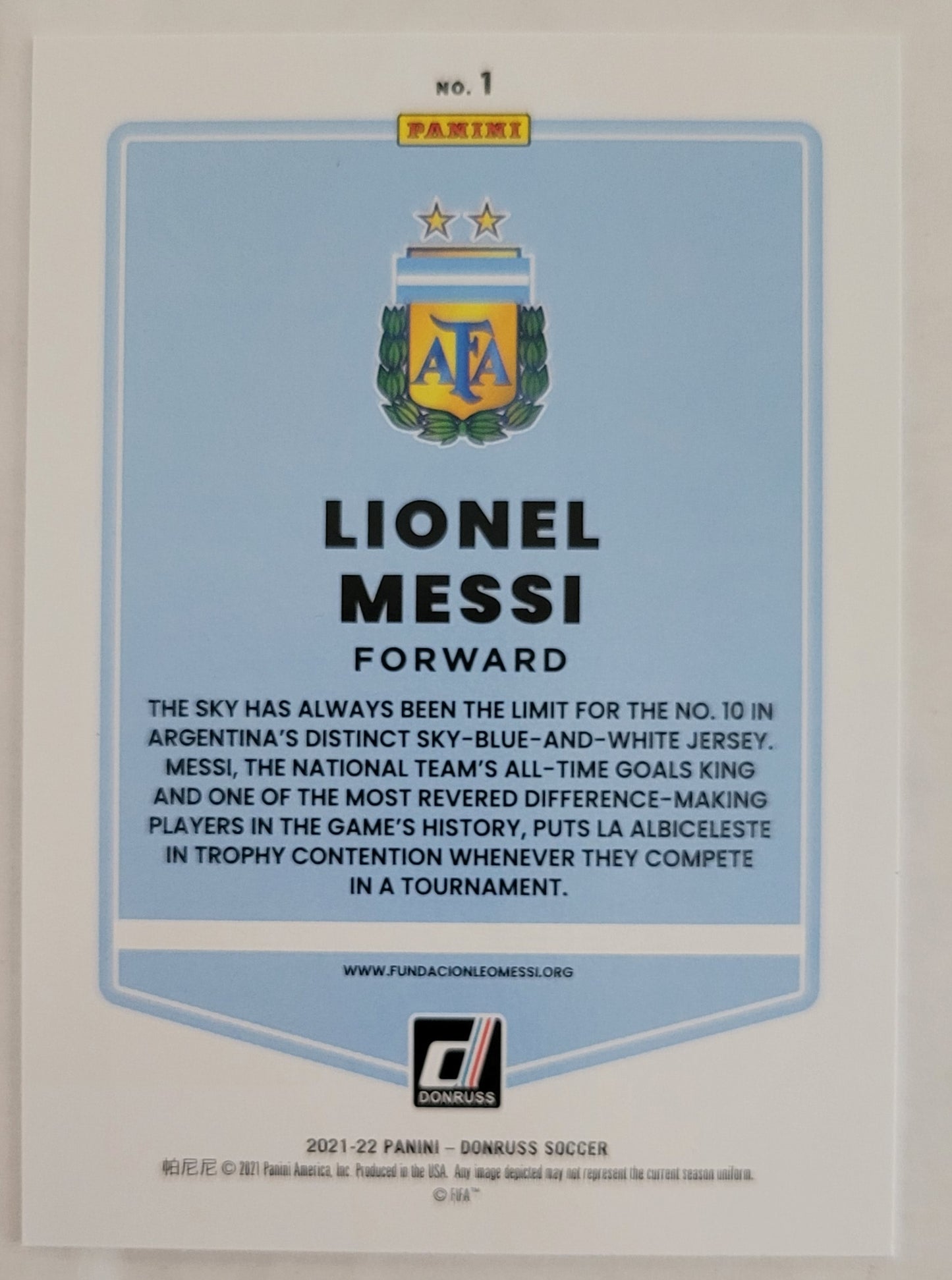 Lionel Messi - 2021-22 Donruss #1 - Argentina