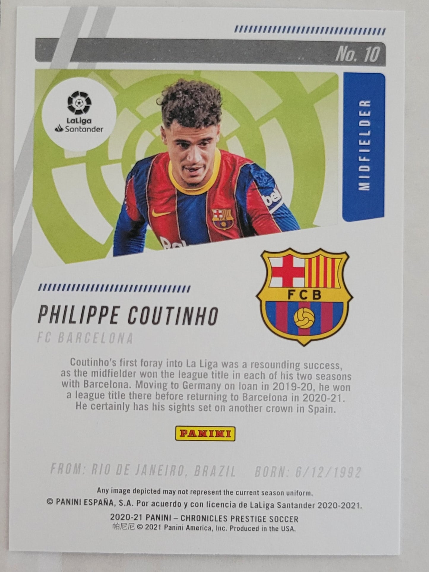 Philippe Coutinho - 2020-21 Prestige La Liga #10 - FC Barcelona