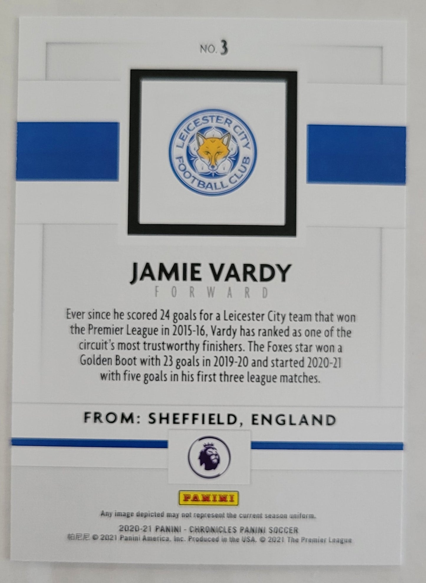 Jamie Vardy - 2020-21 Panini Premier League Purple Astro #3 - Leicester City