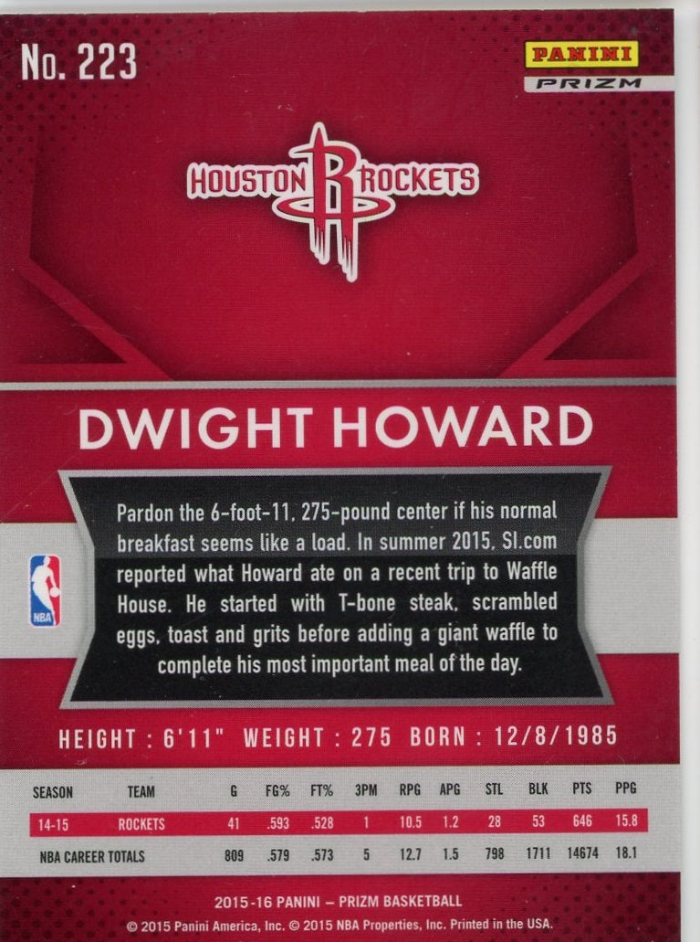 Dwight Howard - 2015-16 Panini Prizm Prizms Silver #223