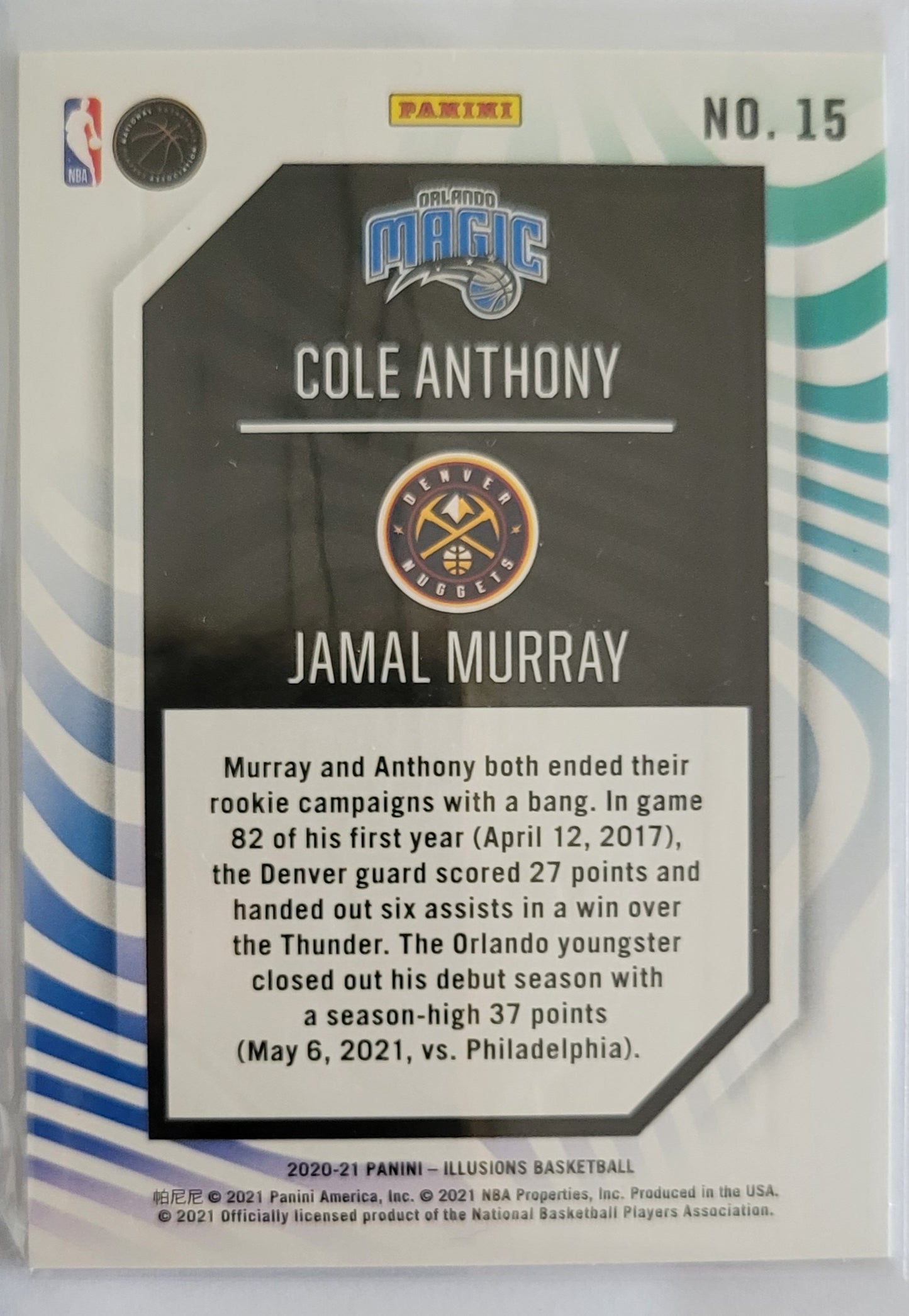 Cole Anthony/Jamal Murray - 2020-21 Panini Illusions Rookie Reflections #15