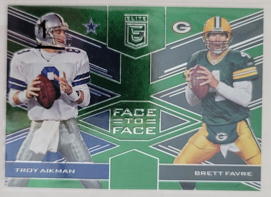 Brett Favre/Troy Aikman - 2017 Elite Face to Face Green #2 - Tampa Bay Buccaneers / Dallas Cowboys