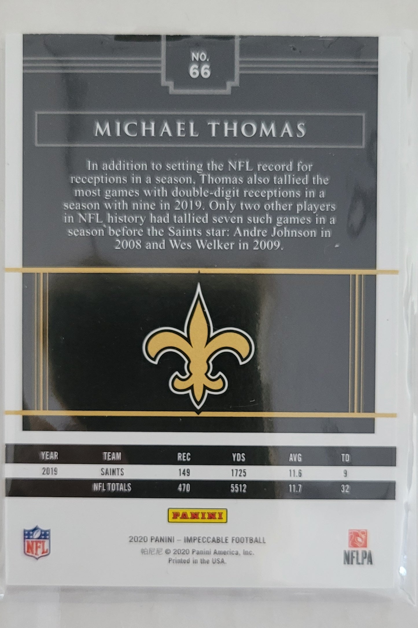 Michael Thomas - 2020 Panini Impeccable Ruby #66 - 1/8 - New Orleans Saints