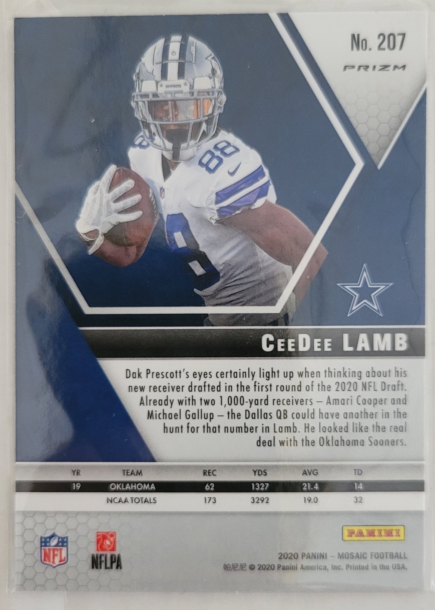 CeeDee Lamb - 2020 Panini Mosaic Mosaic Reactive Green #207 - RC - Dallas Cowboys