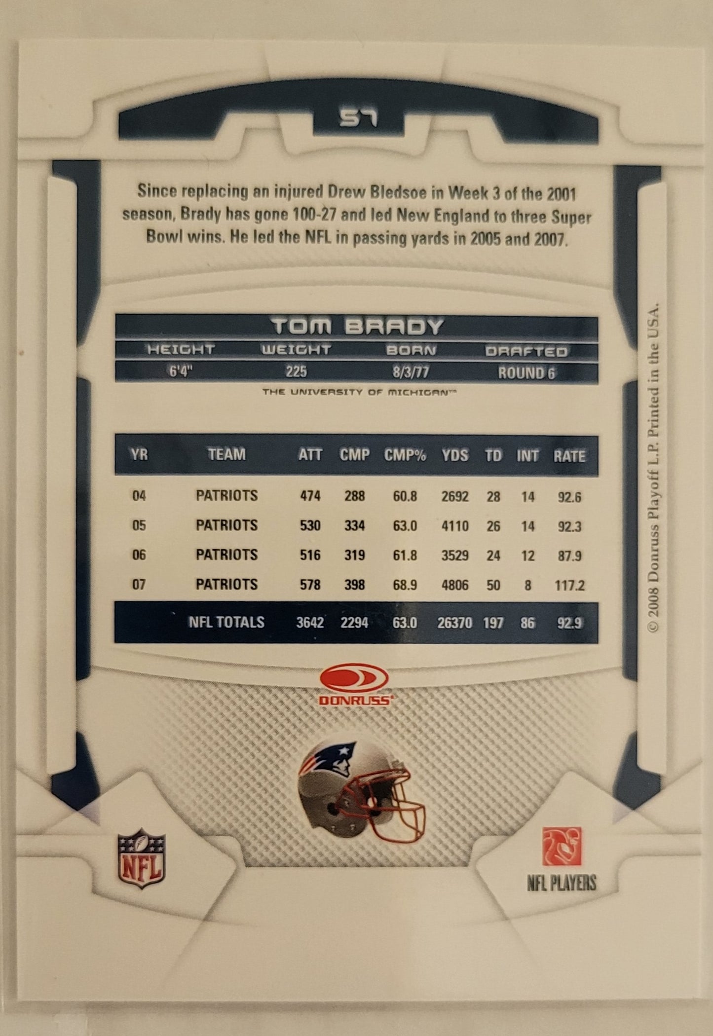 Tom Brady - 2008 Leaf Rookies and Stars #57 - New England Patriots