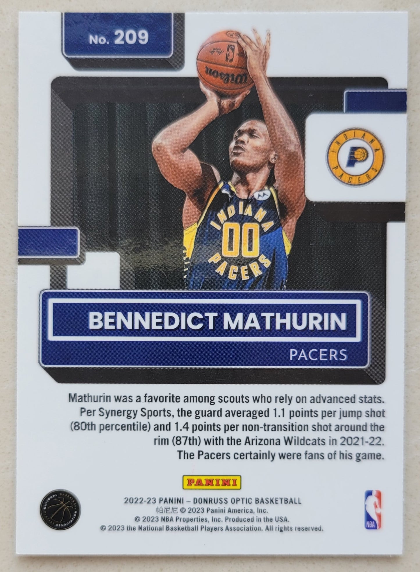 Bennedict Mathurin - 2022-23 Donruss Optic #209 RR RC