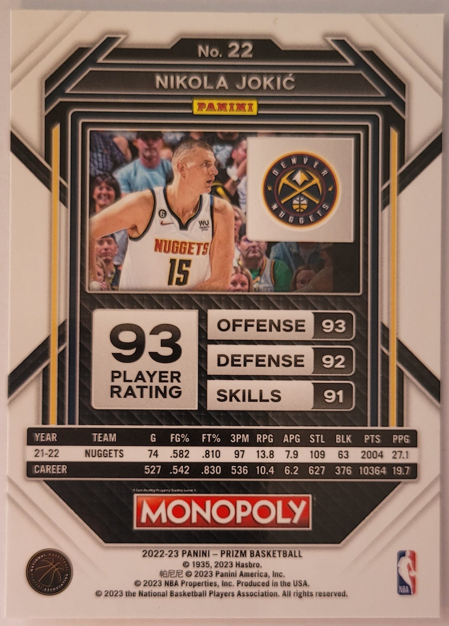 Nikola Jokic - 2022-23 Panini Prizm Monopoly #22