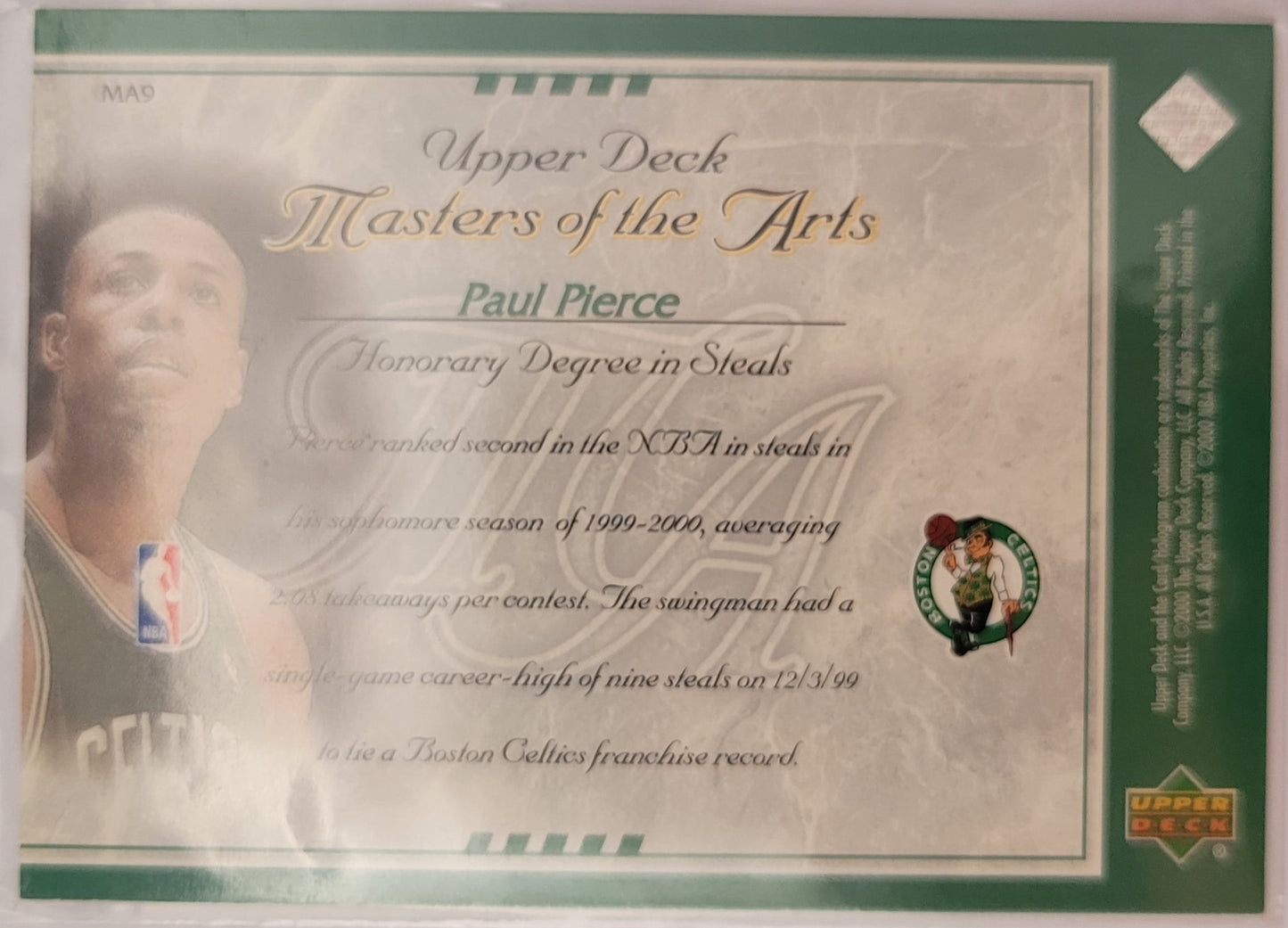 Paul Pierce - 2000-01 Upper Deck Masters of Arts #MA9