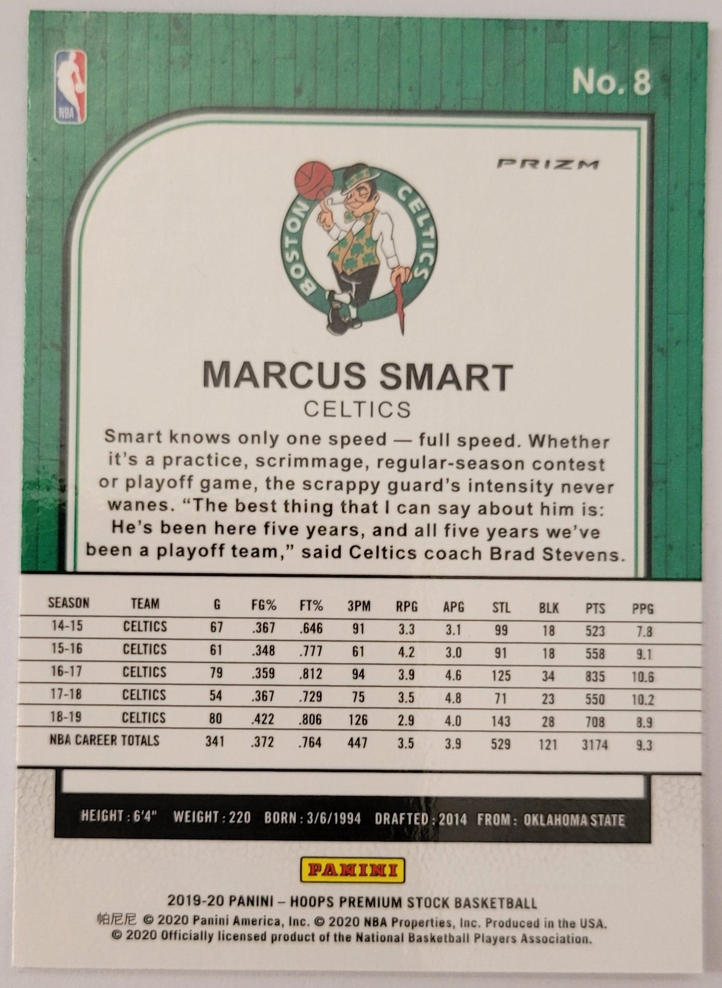 Marcus Smart - 2019-20 Hoops Premium Stock Prizms Silver Laser #8