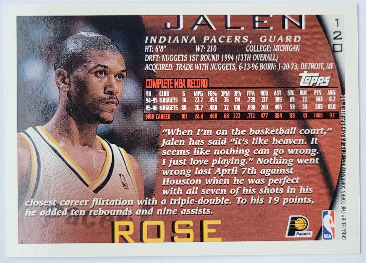 Jalen Rose - 1996-97 Topps NBA at 50 #120