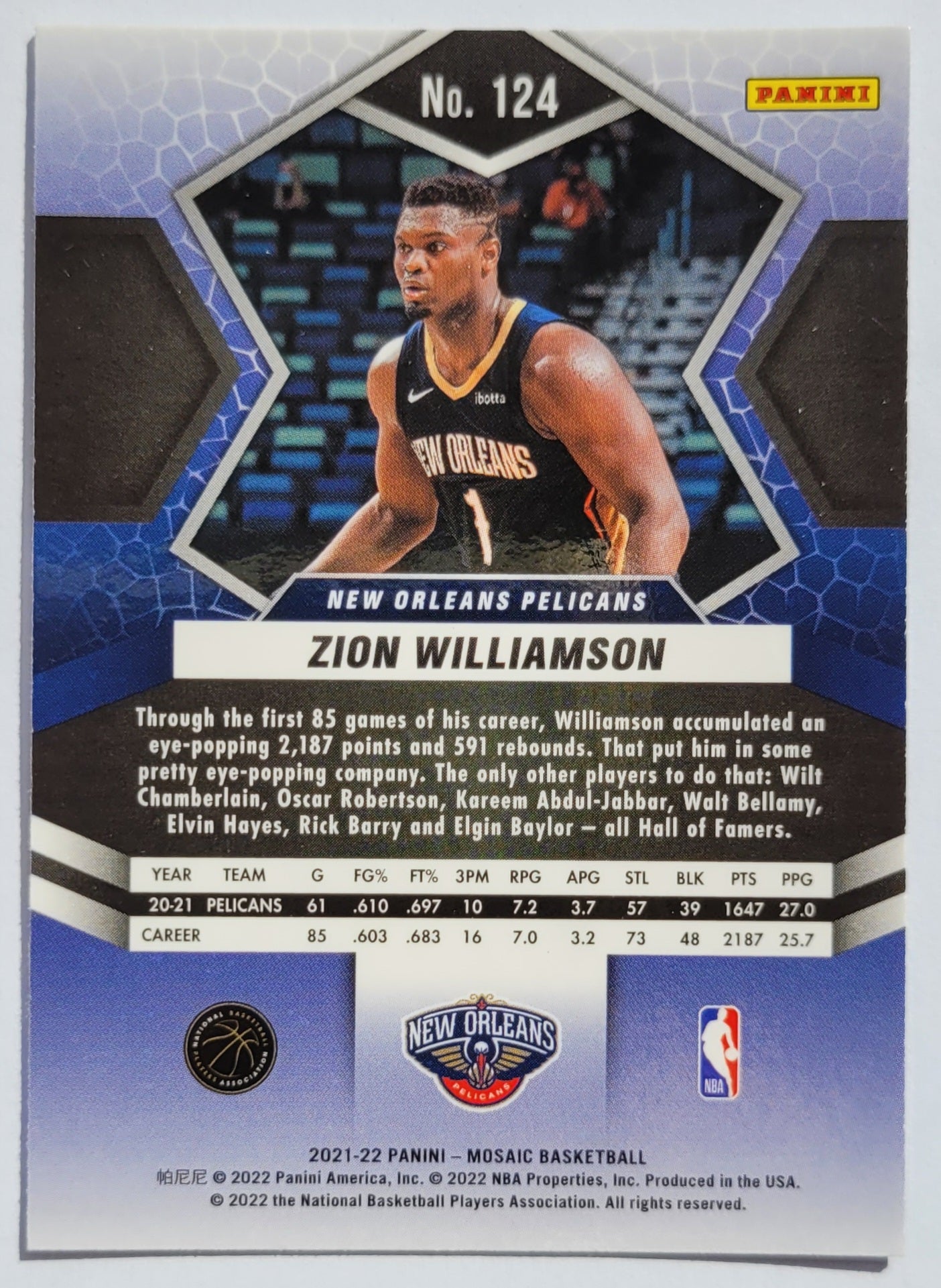 Zion Williamson - 2021-22 Panini Mosaic #124