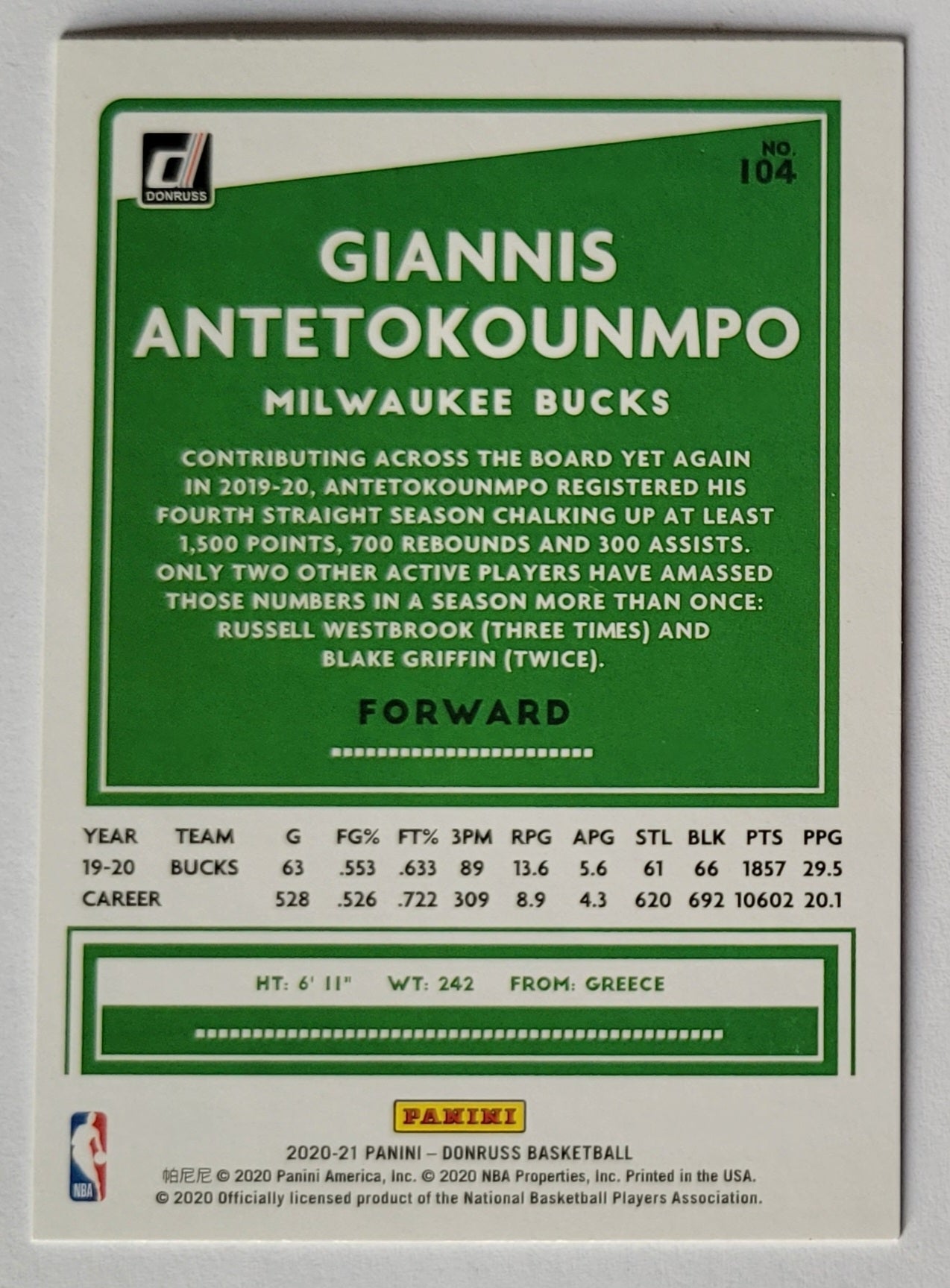 Giannis Antetokounmpo - 2020-21 Donruss #104