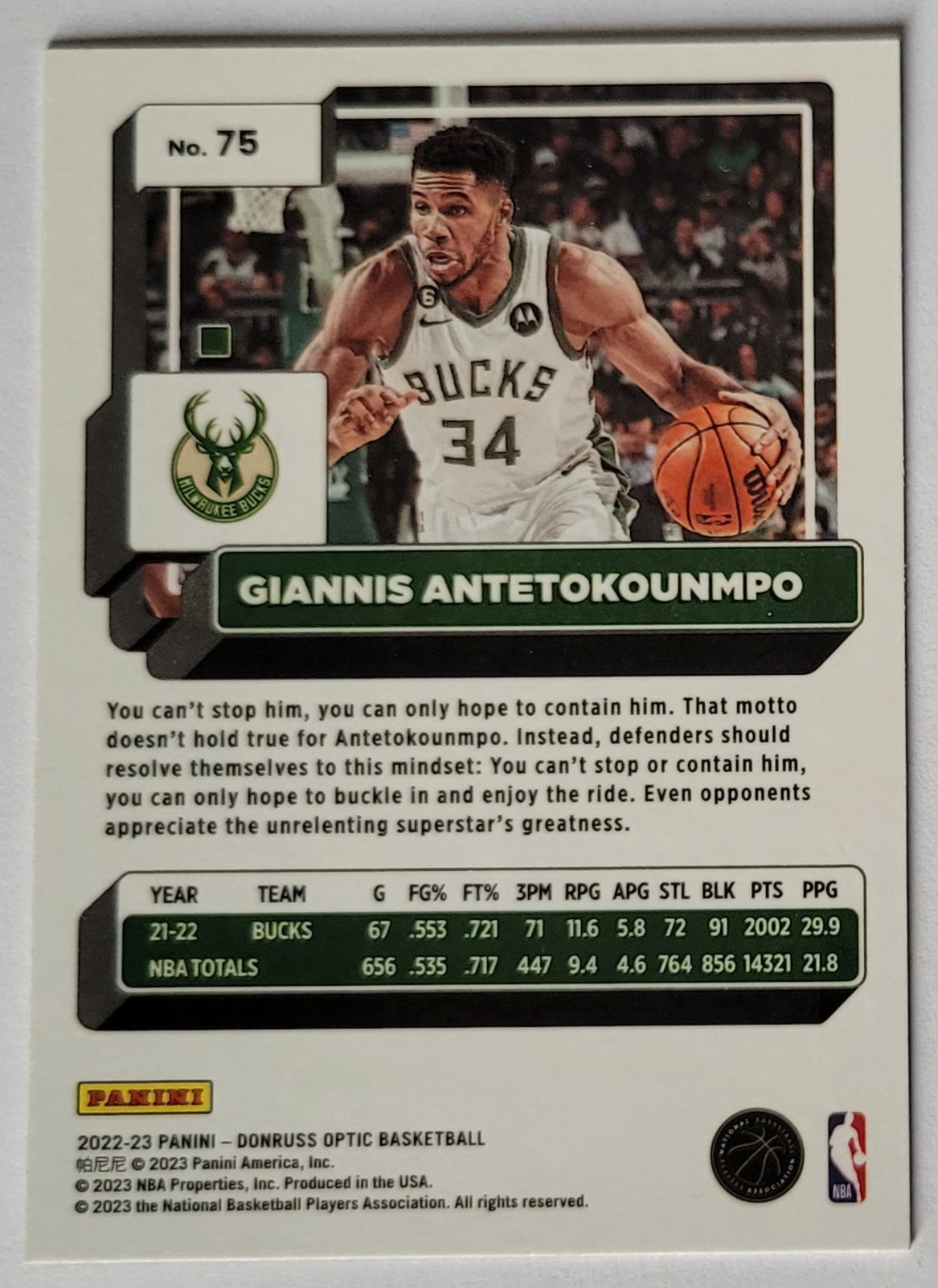 Giannis Antetokounmpo - 2022-23 Donruss Optic #75