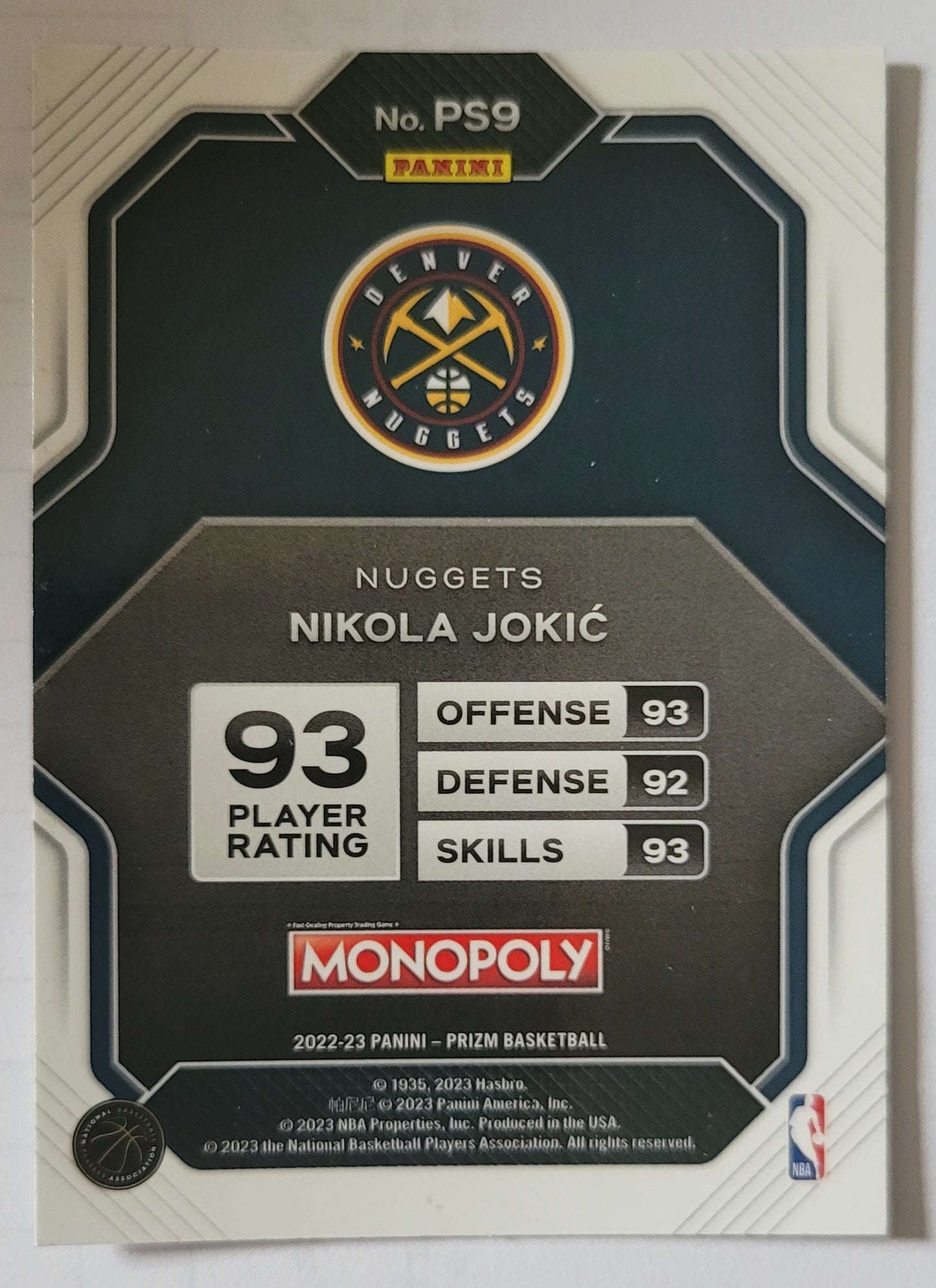 Nikola Jokic - 2022-23 Panini Prizm Monopoly All-Stars #PS9