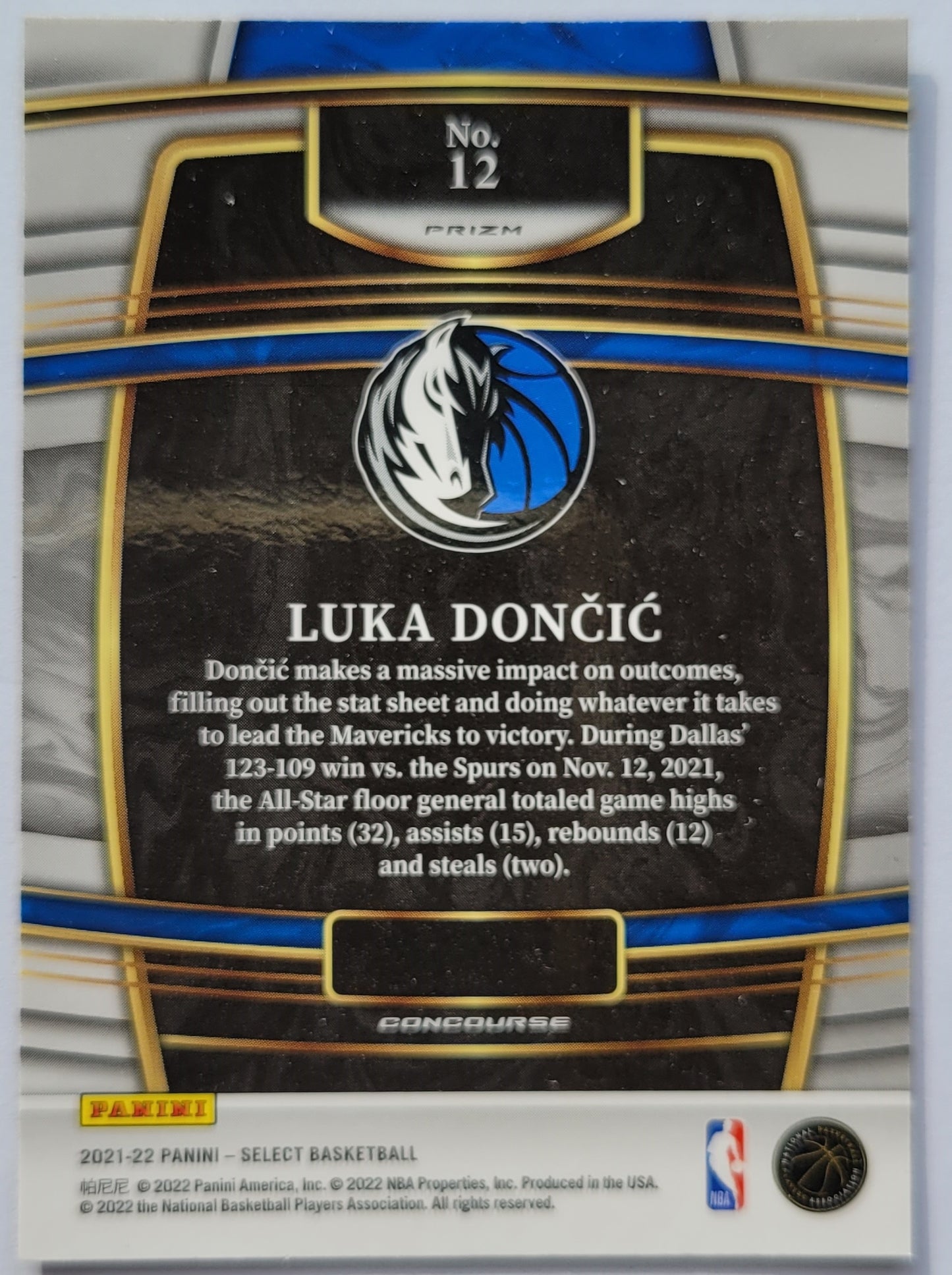 Luka Doncic - 2021-22 Select Prizms Green White Purple #12