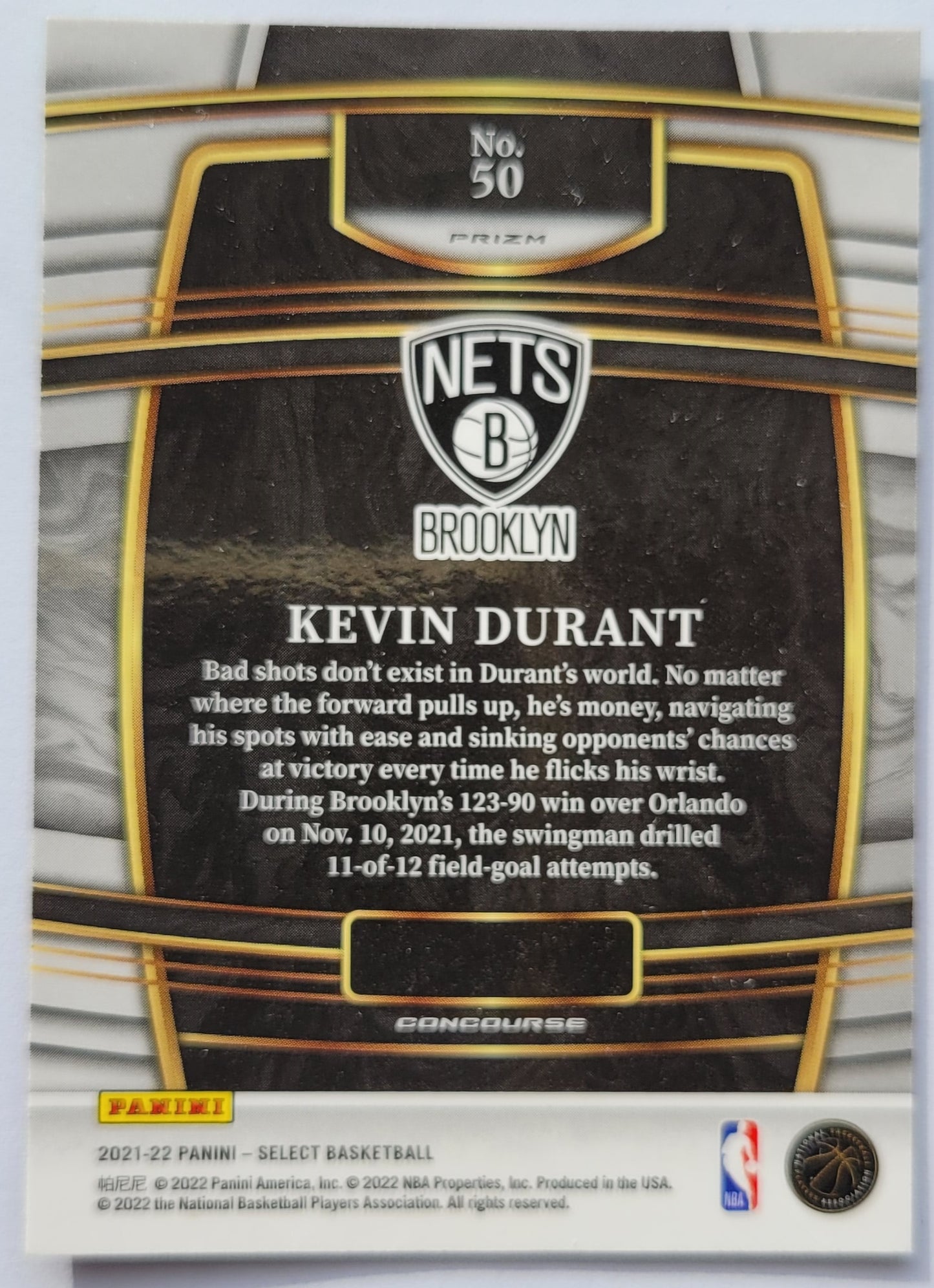 Kevin Durant - 2021-22 Select Prizms Green White Purple #50