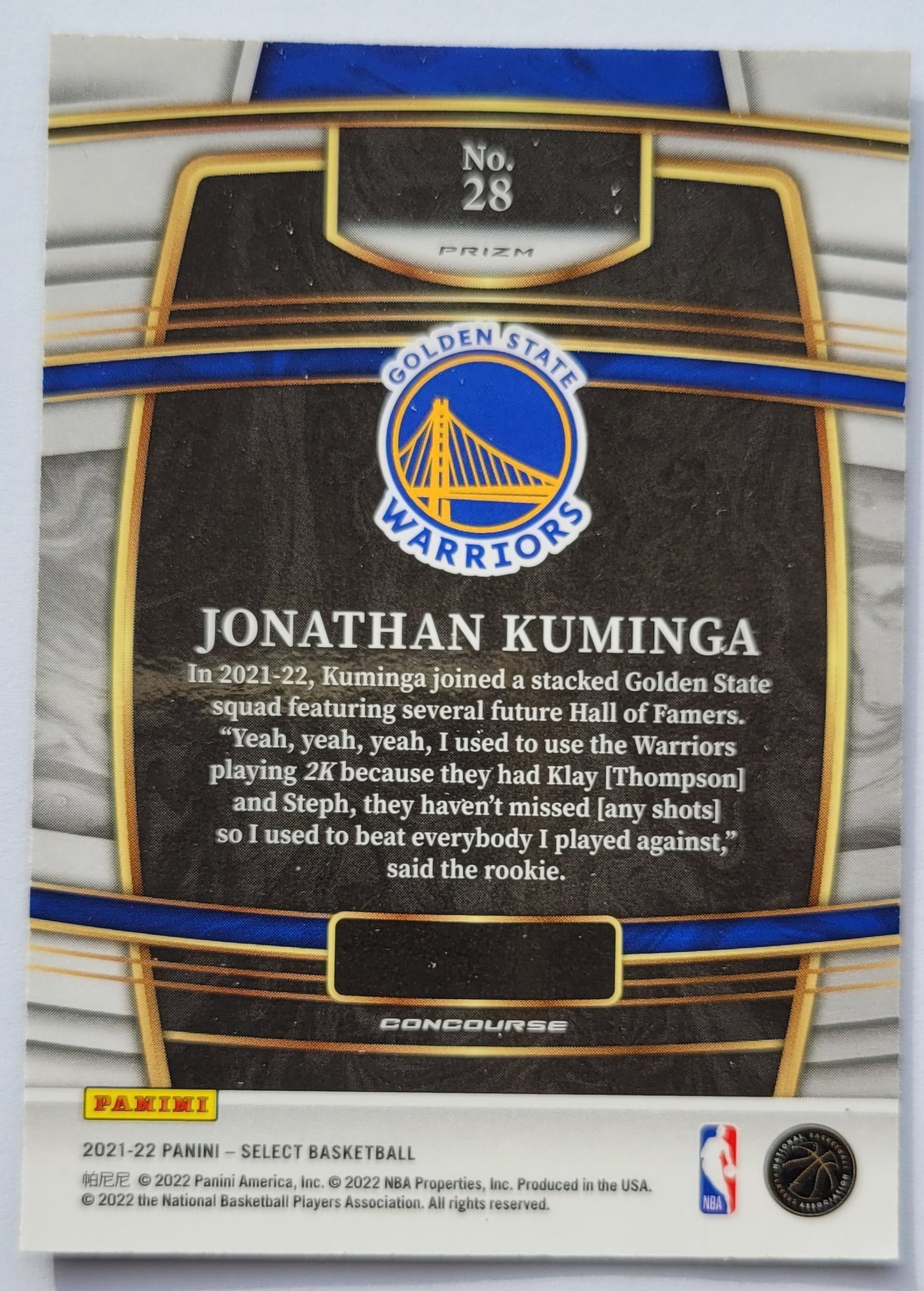 Jonathan Kuminga - 2021-22 Select Prizms Blue #28