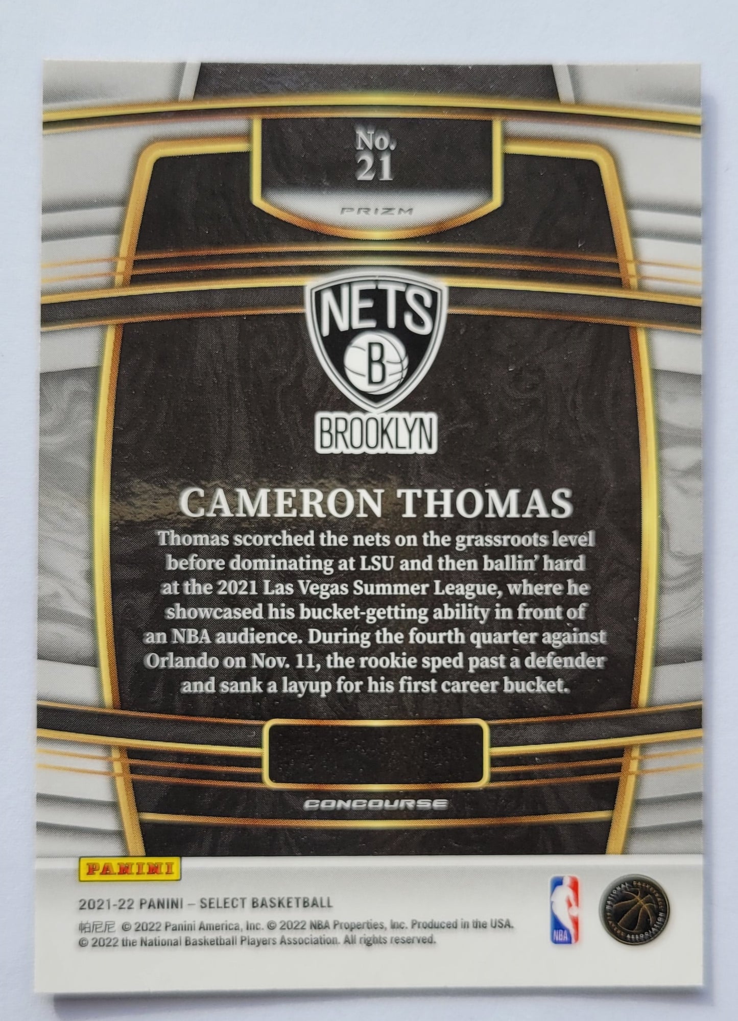 Cameron Thomas - 2021-22 Select Prizms Blue Shimmer #21
