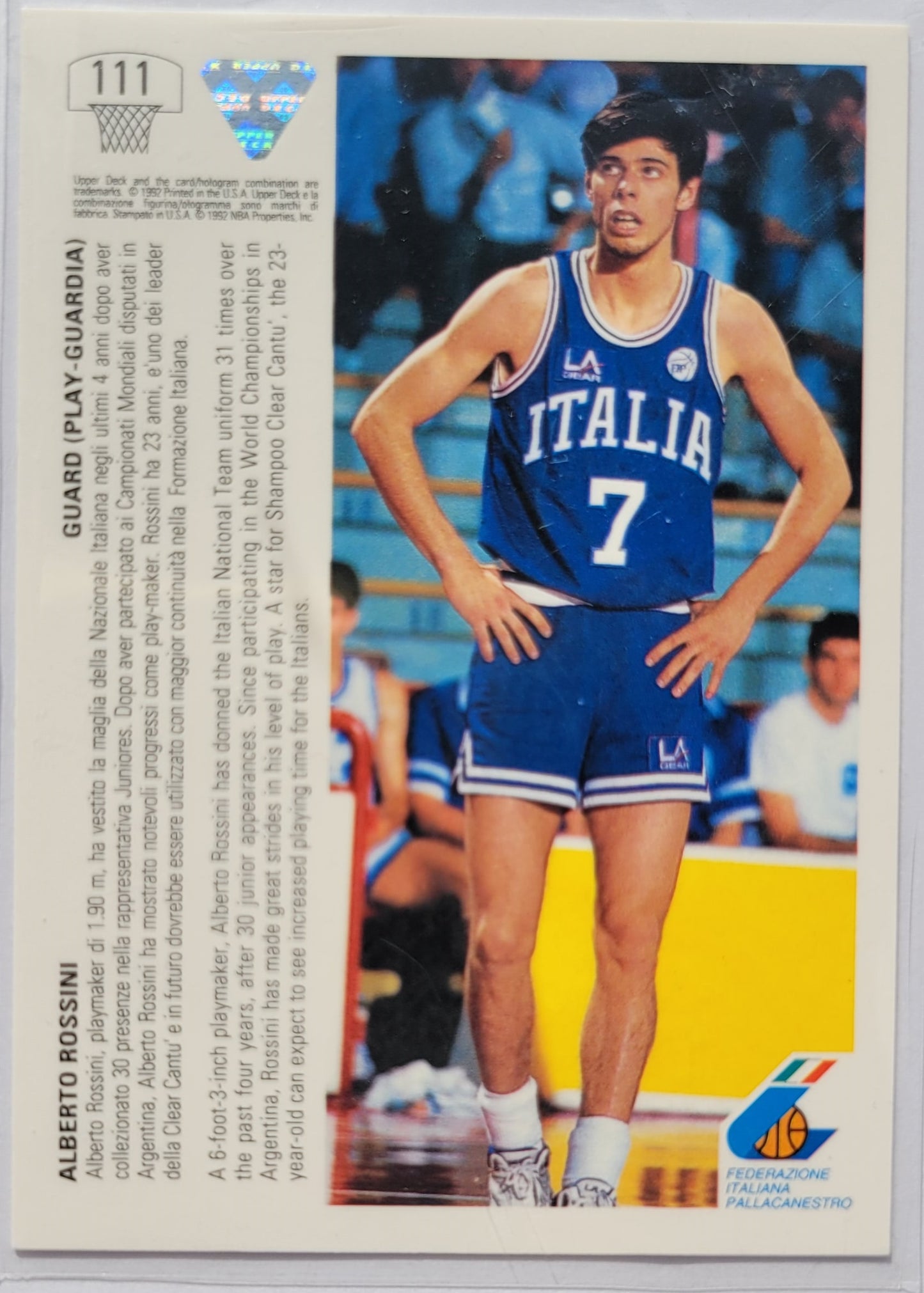 Alberto Rossini  - 1991-92 Upper Deck International Italian #111 INT