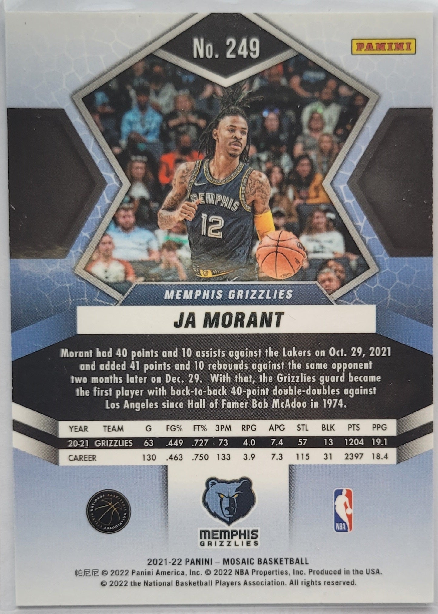 Ja Morant - 2021-22 Panini Mosaic #249 NP