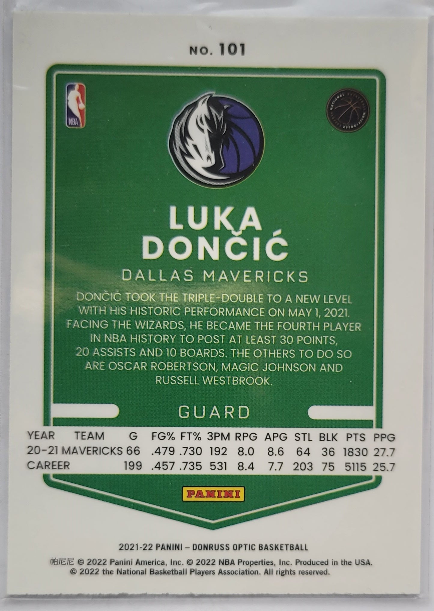 Luka Doncic - 2021-22 Donruss Optic #101