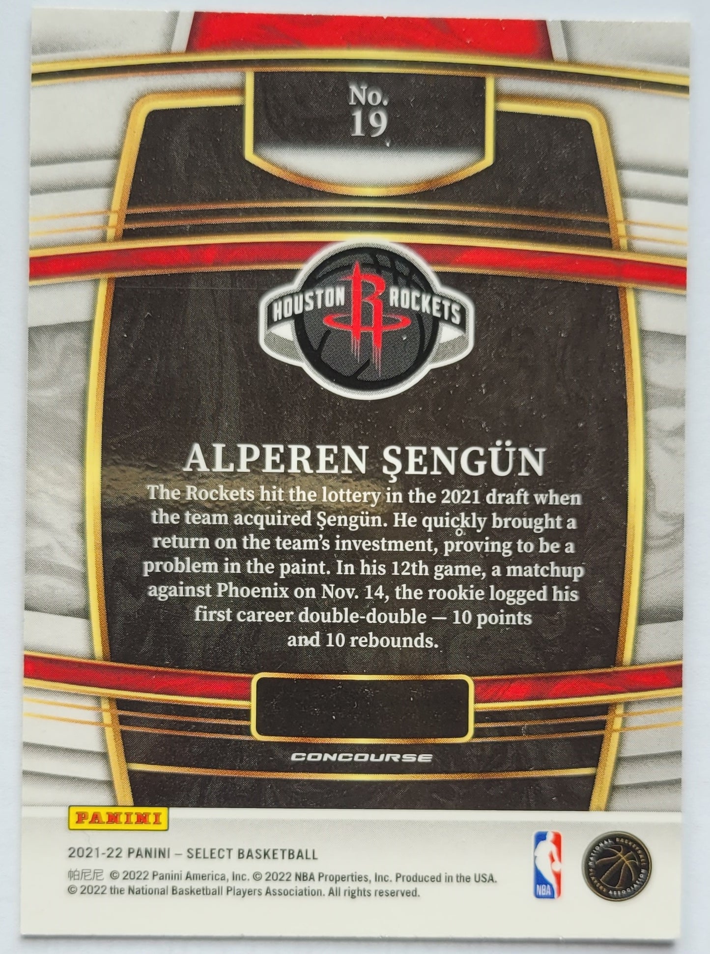 Alperen Sengun - 2021-22 Select Blue #19 RC