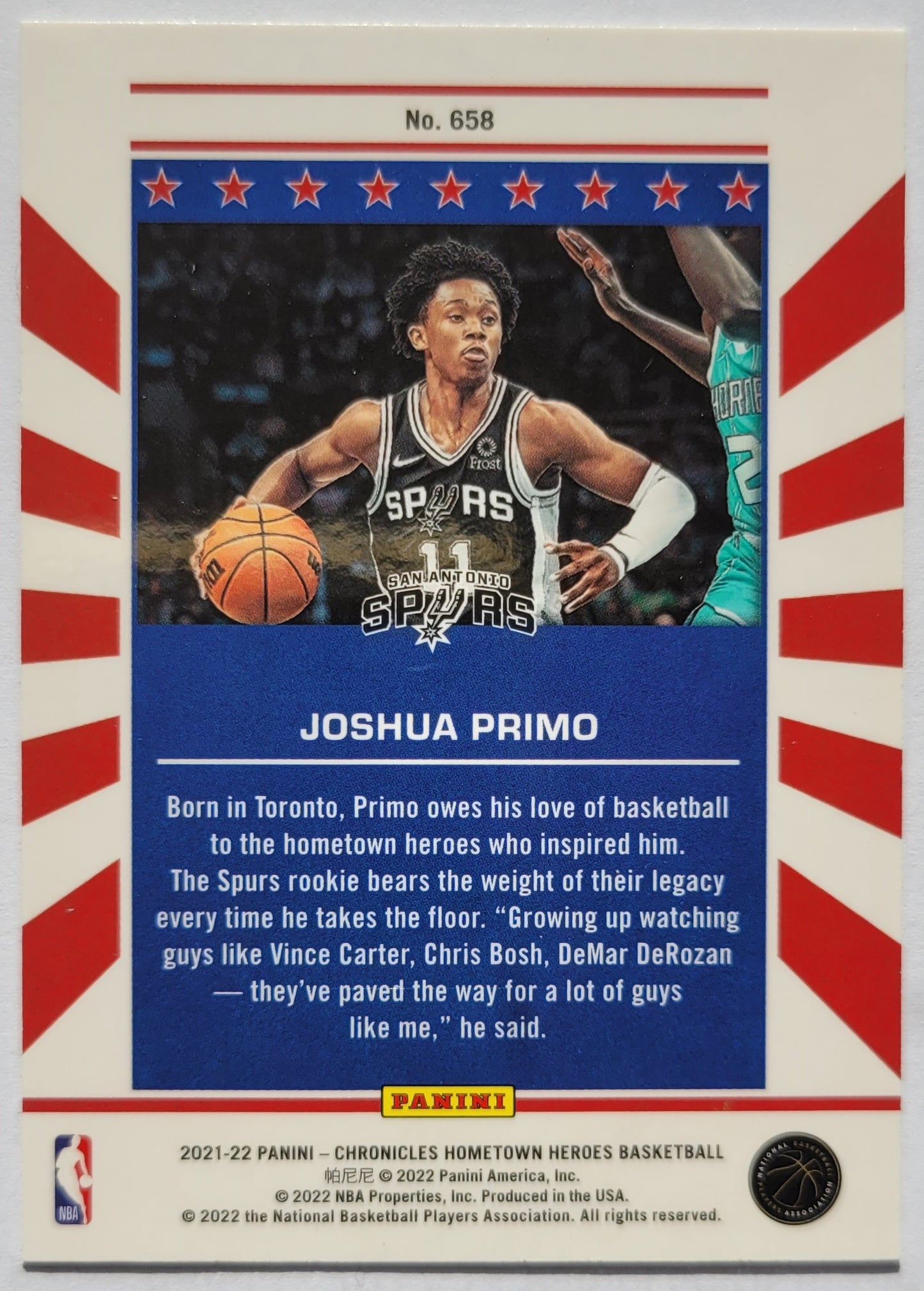 Joshua Primo - 2021-22 Panini Chronicles #658 Hometown Heroes Optic RC