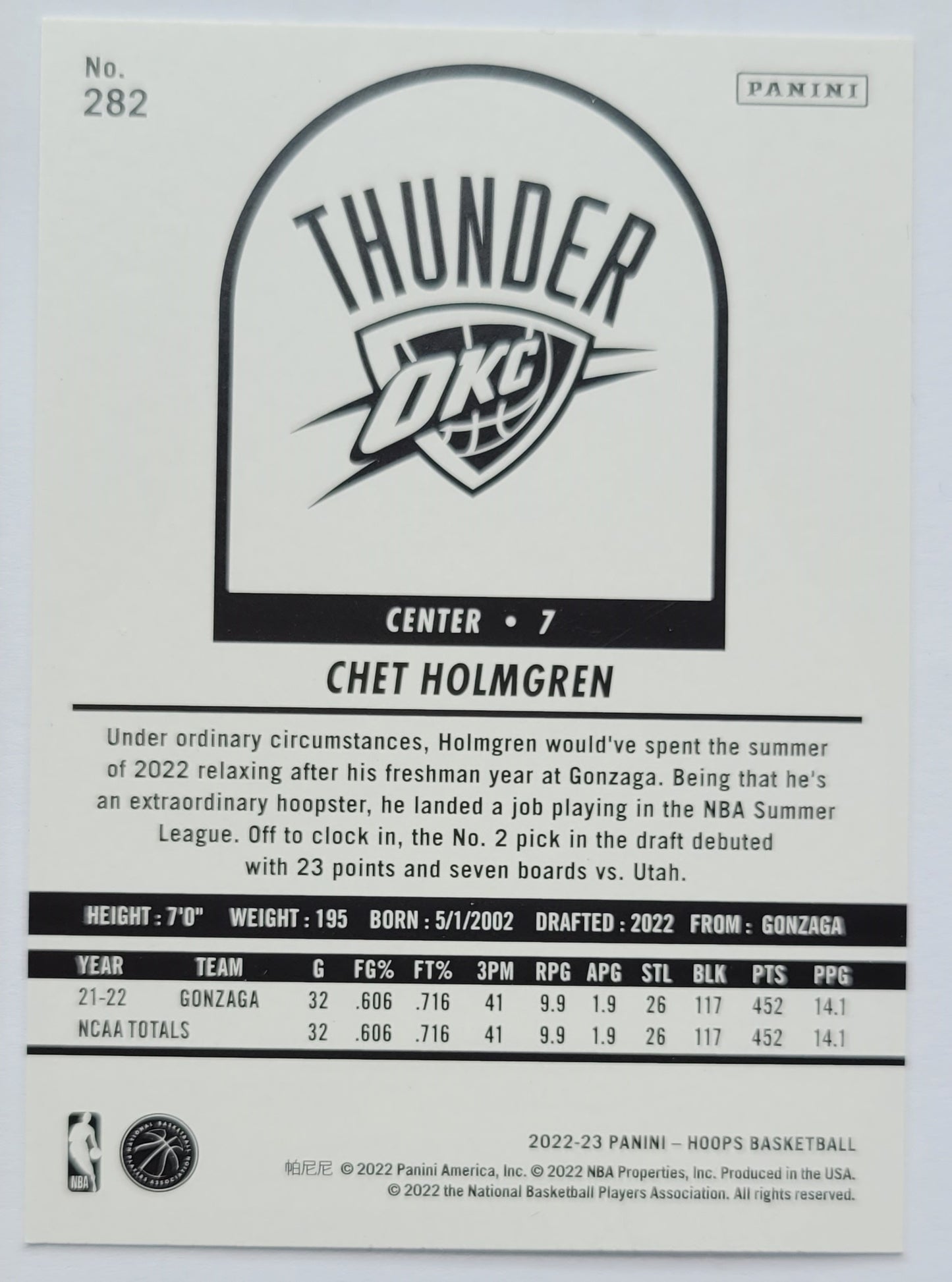 Chet Holmgren - 2022-23 Hoops #282