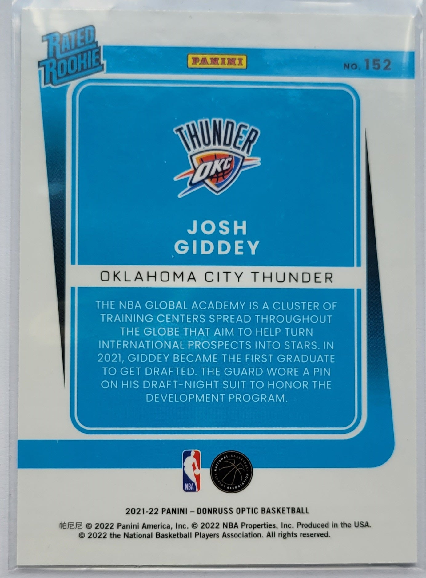 Josh Giddey - 2021-22 Donruss Optic #152 RC