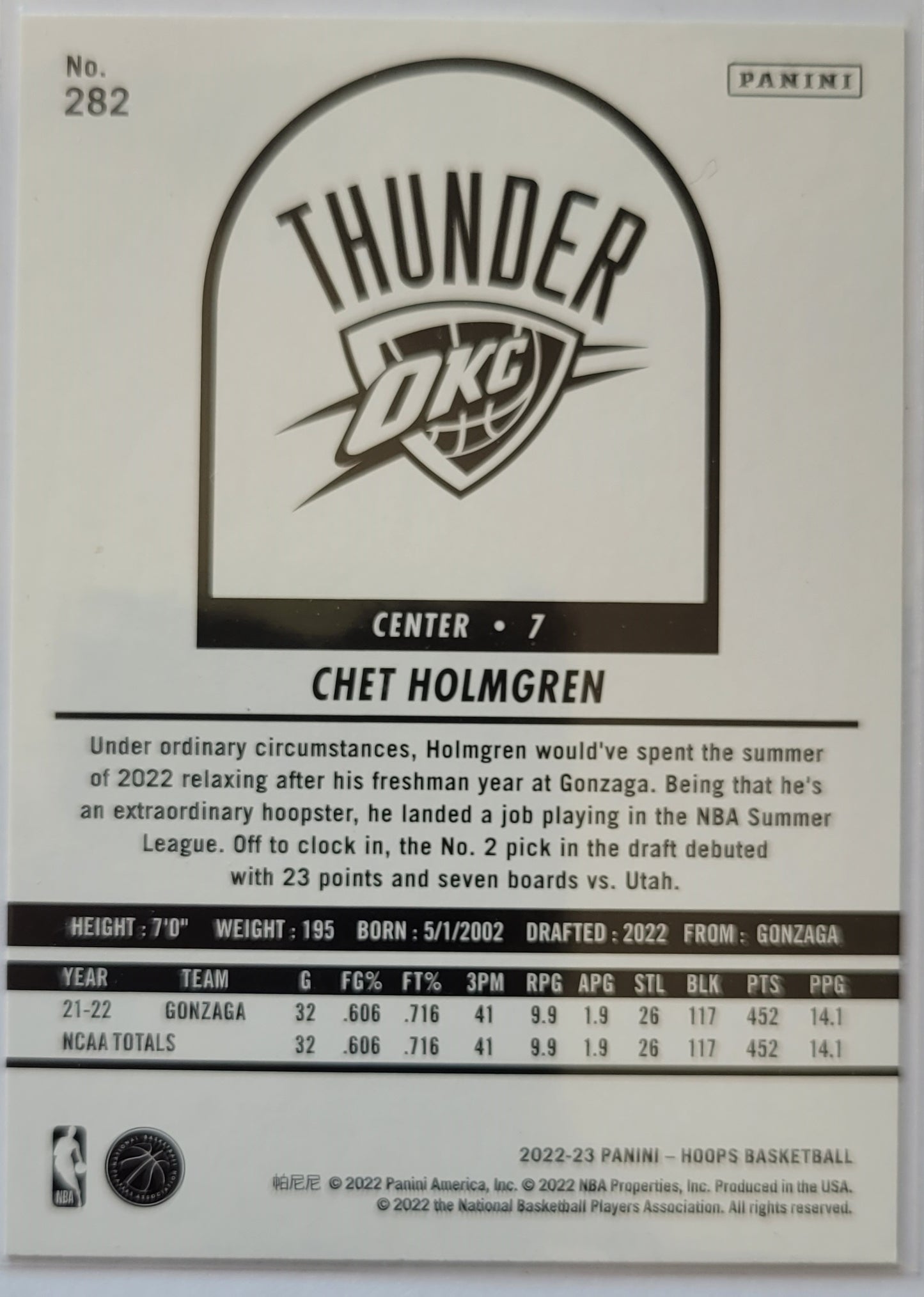 Chet Holmgren - 2022-23 Hoops Blue #282