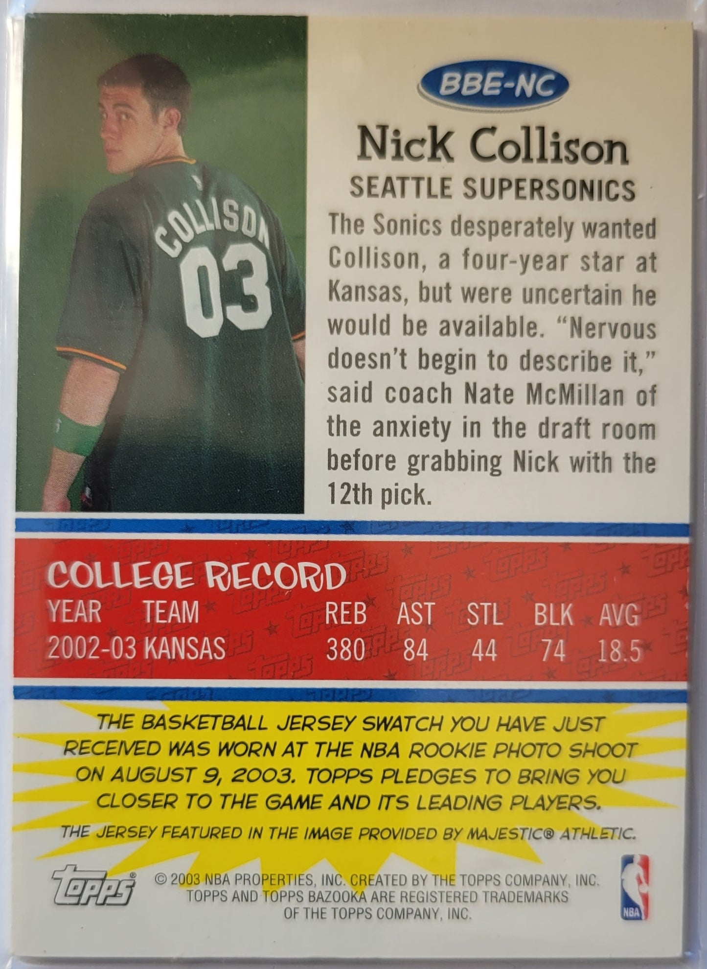 Nick Collison - 2003-04 Bazooka Beginnings #NC