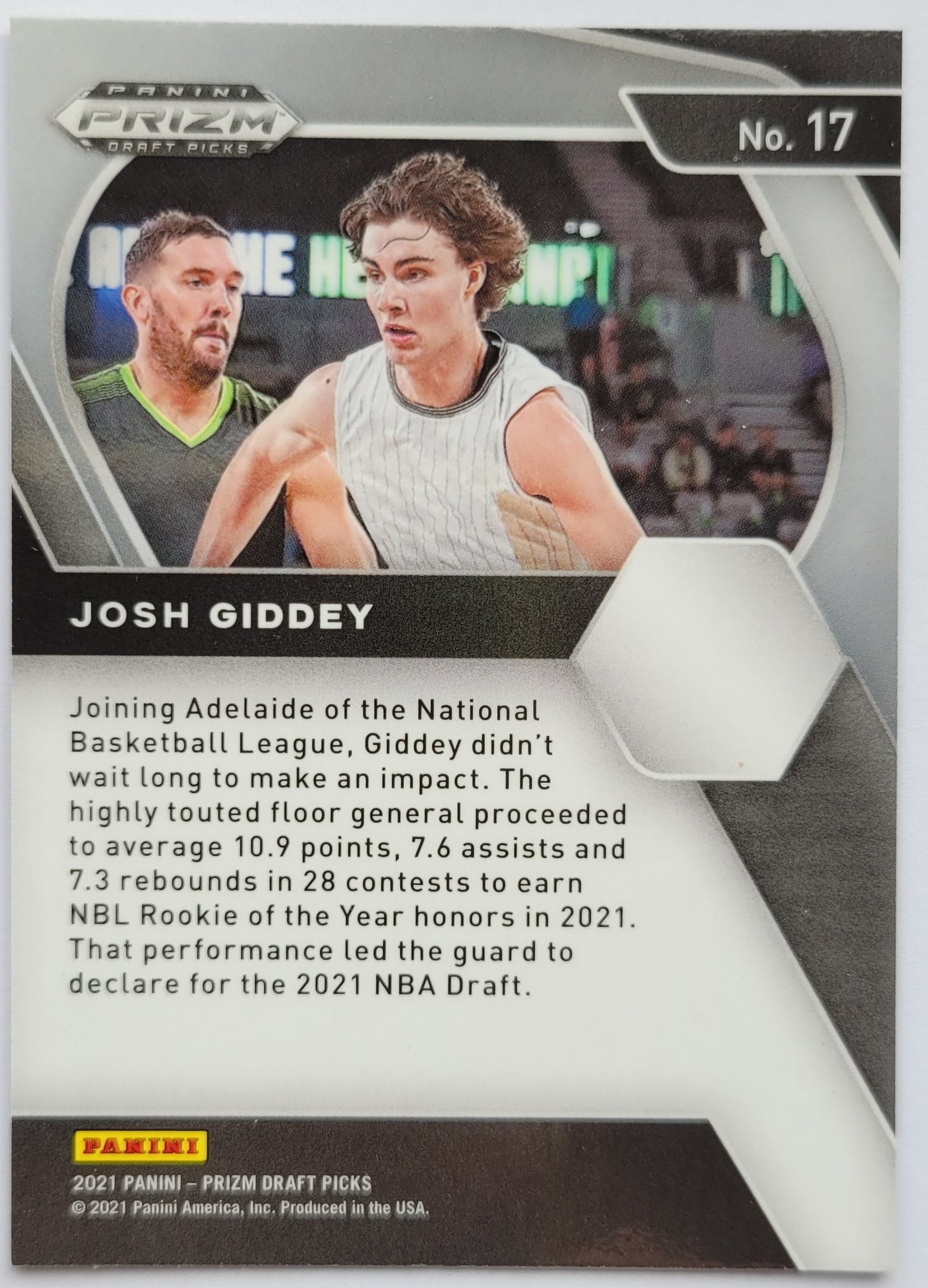 Josh Giddey - 2021-22 Panini Prizm Draft Picks #17 RC