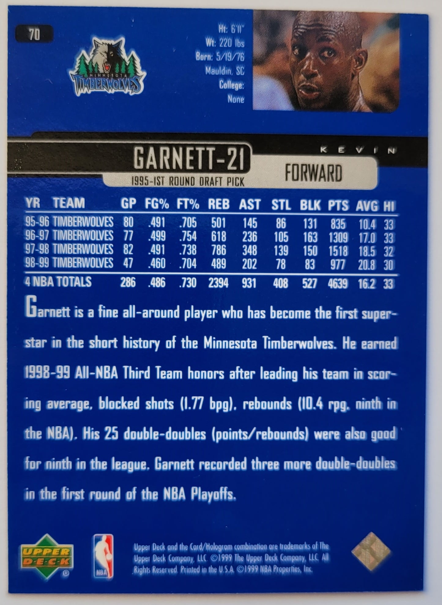 Kevin Garnett - 1999-00 Upper Deck #70