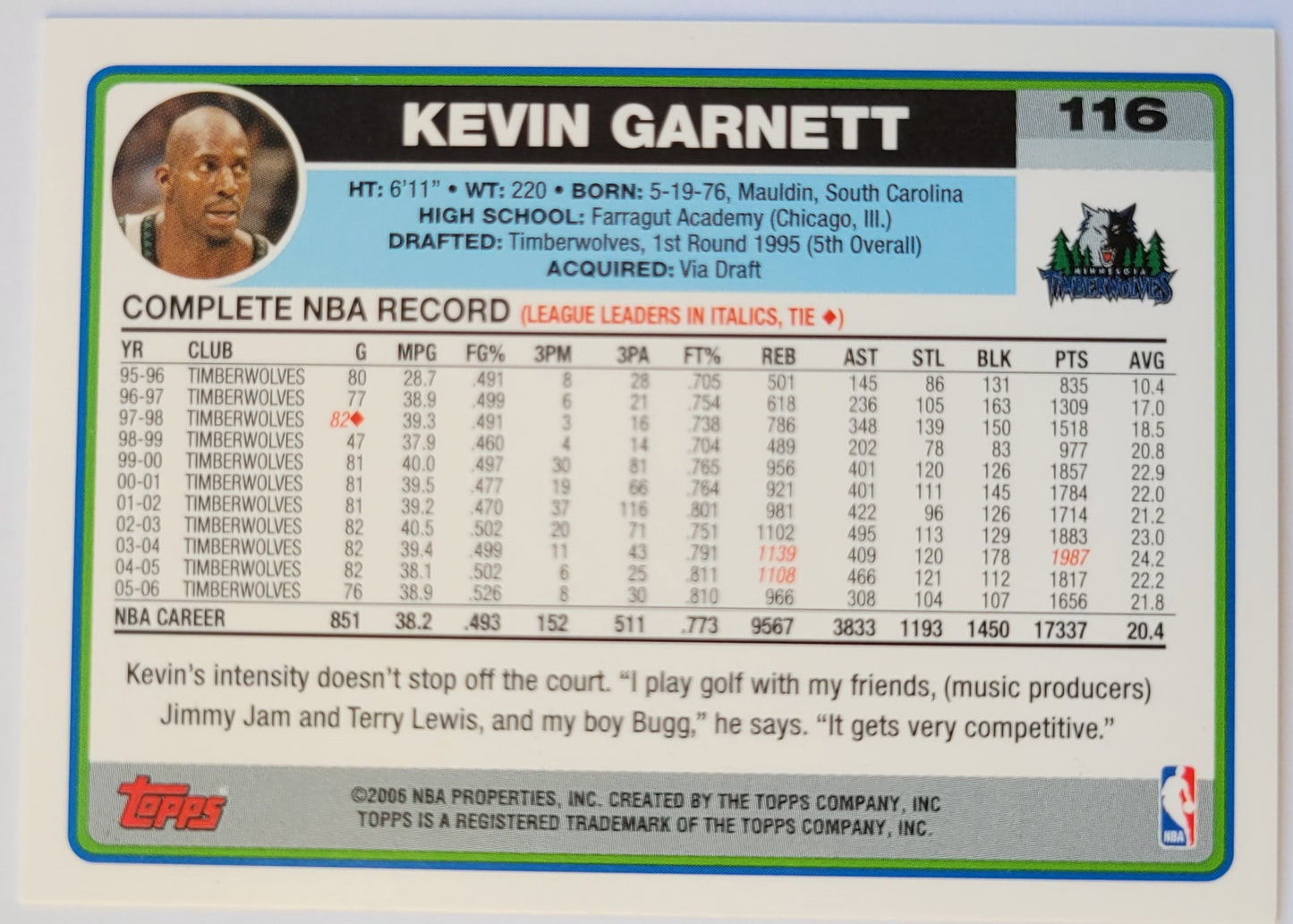 Kevin Garnett - 2006-07 Topps #116