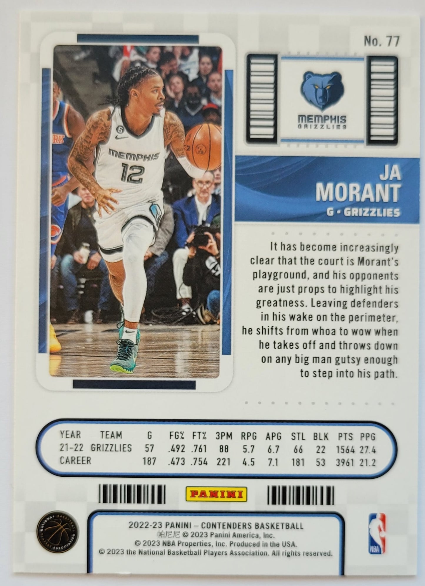 Ja Morant - 2022-23 Panini Contenders Retail #77