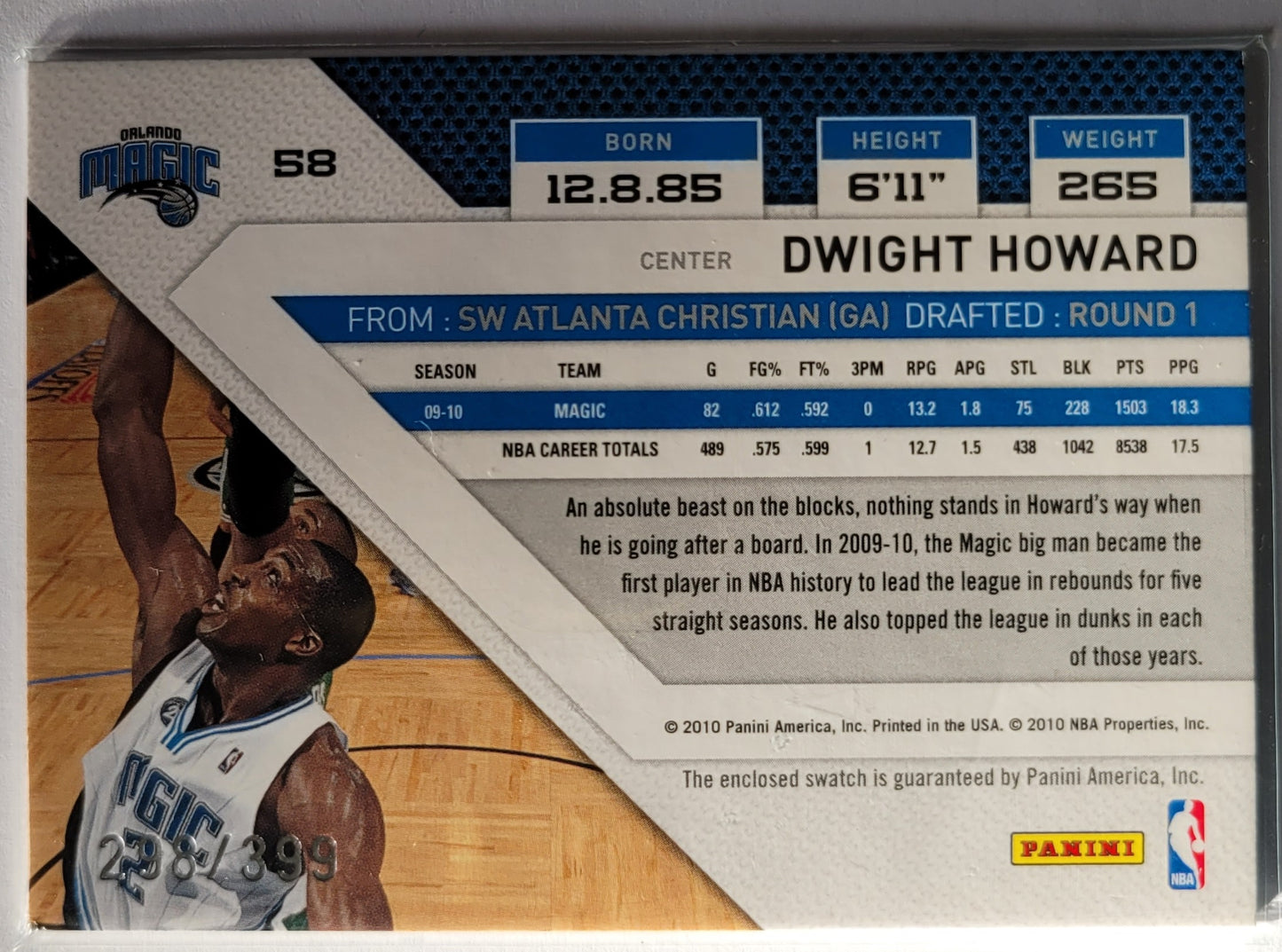 Dwight Howard - 2010-11 Panini Threads Jerseys #58 - 298/399