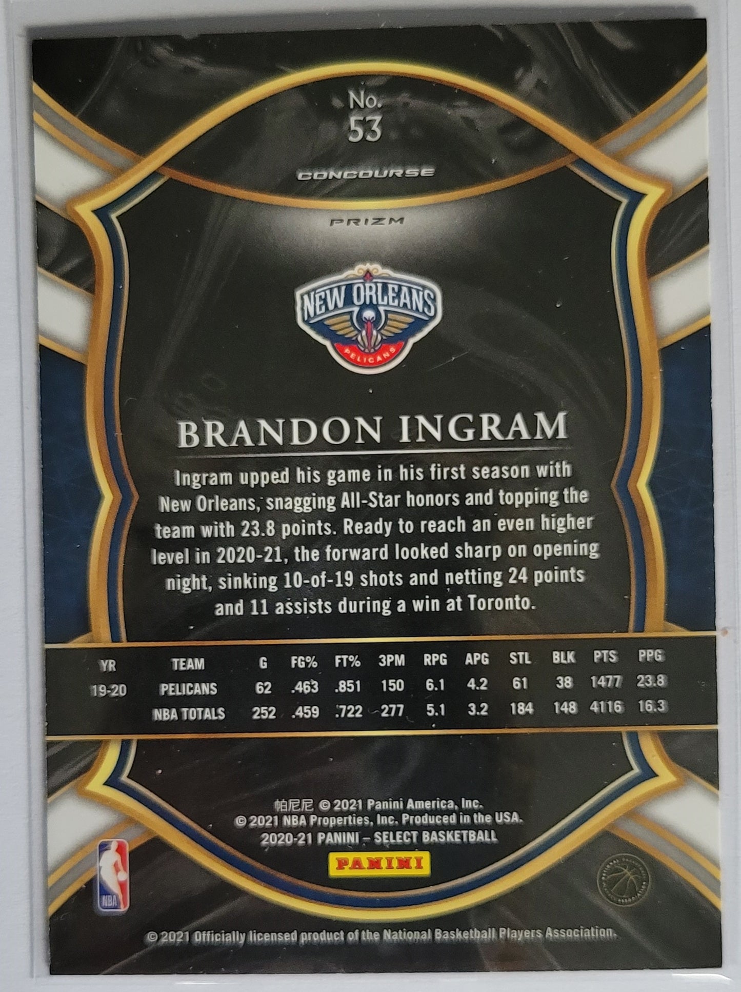 Brandon Ingram - 2020-21 Select Prizms Silver #53