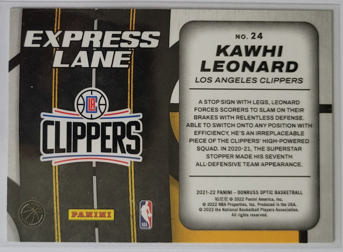 Kawhi Leonard - 2021-22 Donruss Optic Express Lane #24