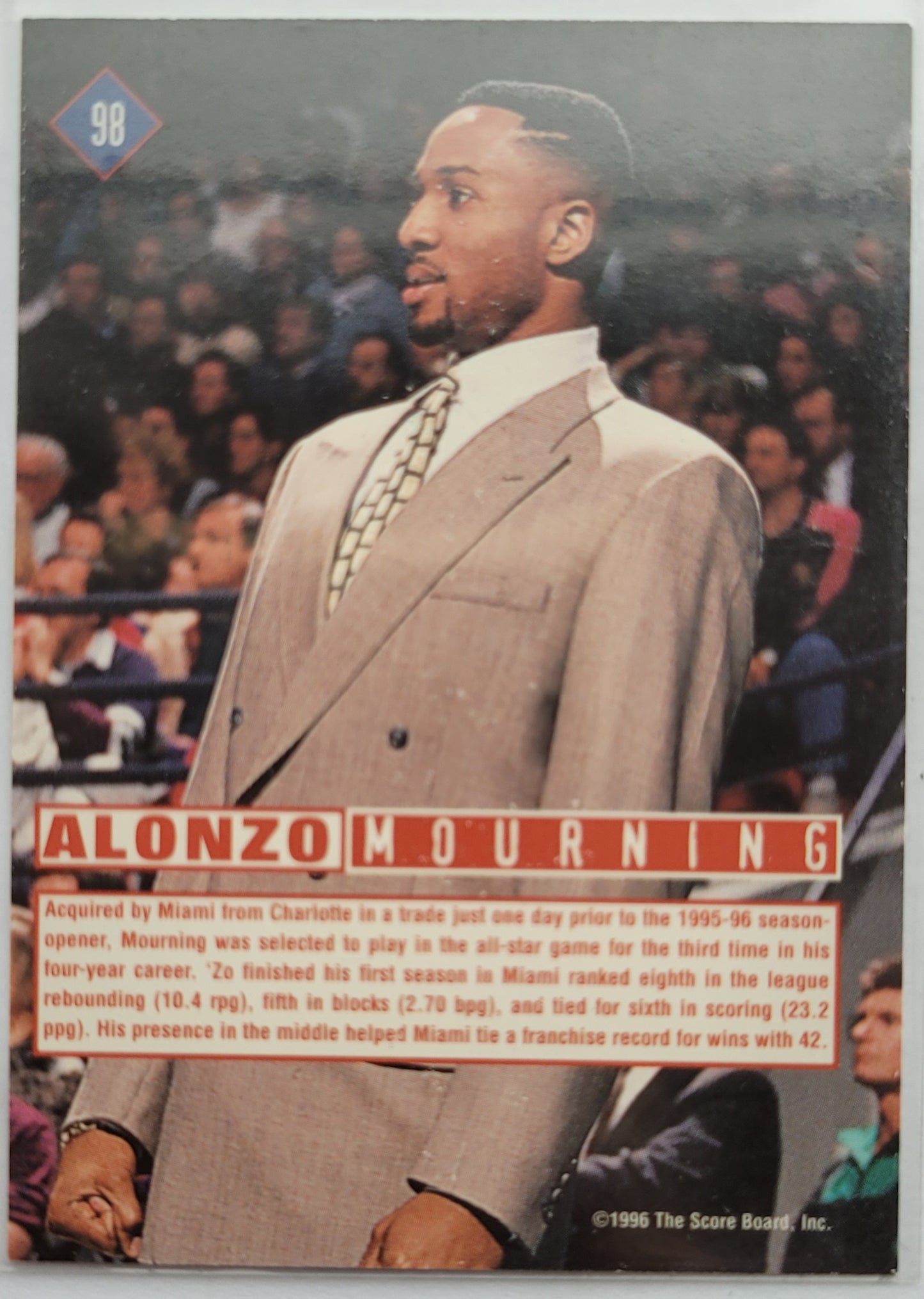 Alonzo Mourning - 1996 Score Board Rookies #98 BG